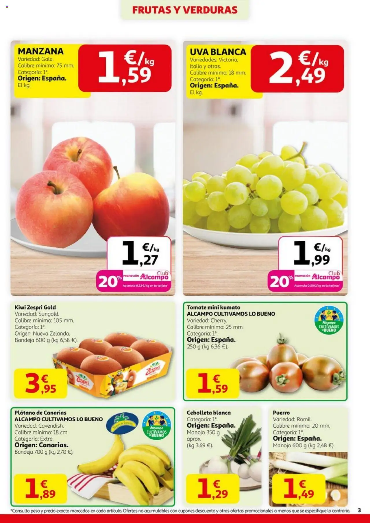 Alcampo - HP catalan │ válido desde el 11.09.2025 | Página: 3 | Productos: Kiwi, Manzana, Peso, Bandeja