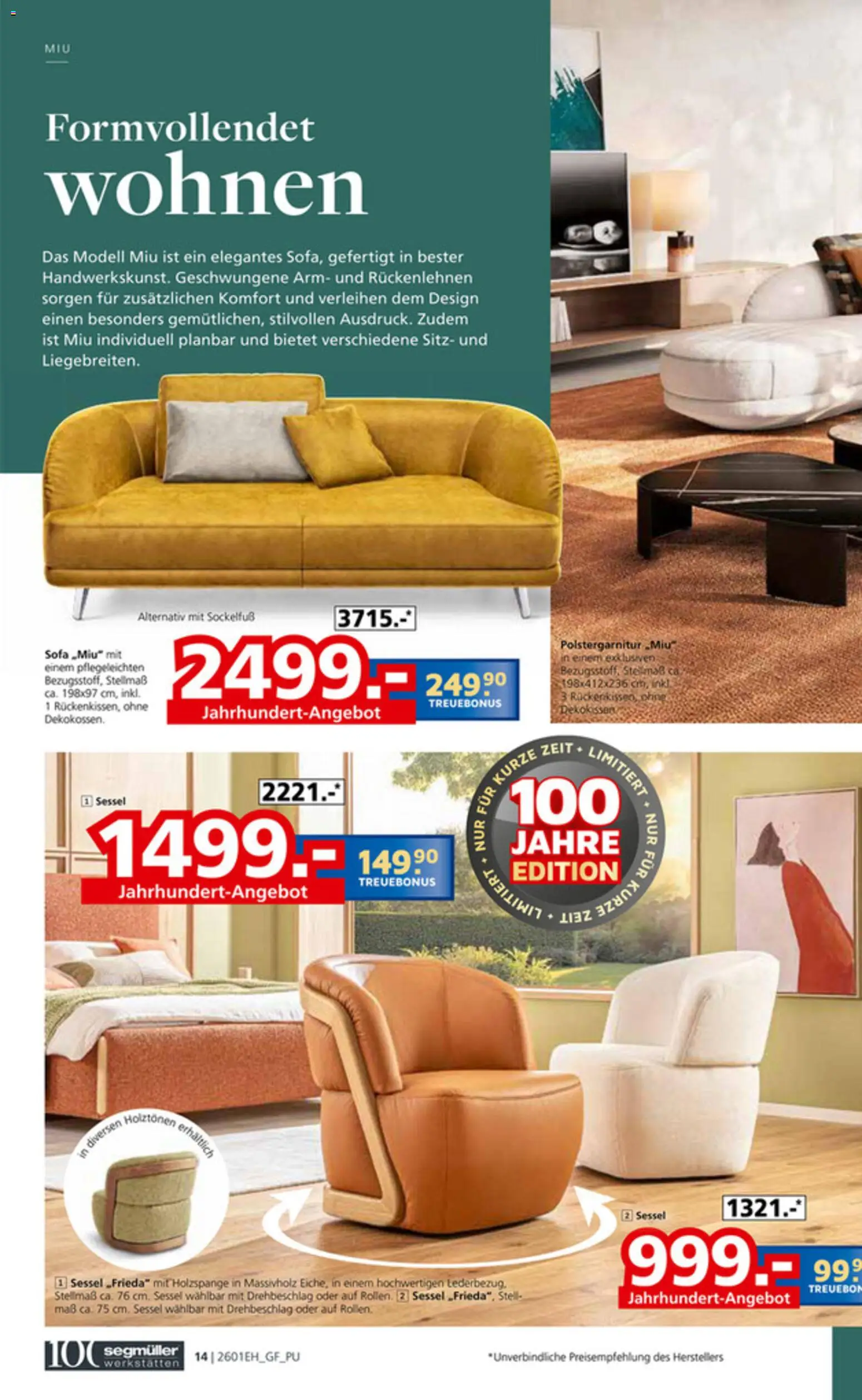 Segmüller Bestes Handwerk aus Bayern  – gültig ab 27.12.2025 | Seite: 14 | Produkte: Sofa, Sessel