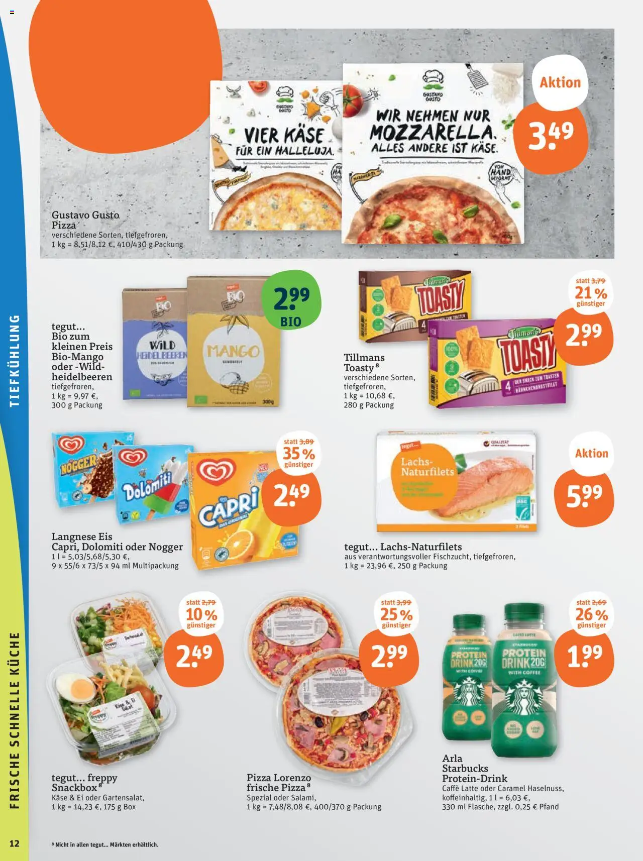 Tegut Prospekt - gültig ab dem 11.08.2025 | Seite: 14 | Produkte: Gustavo gusto, Langnese, Mango, Pizza