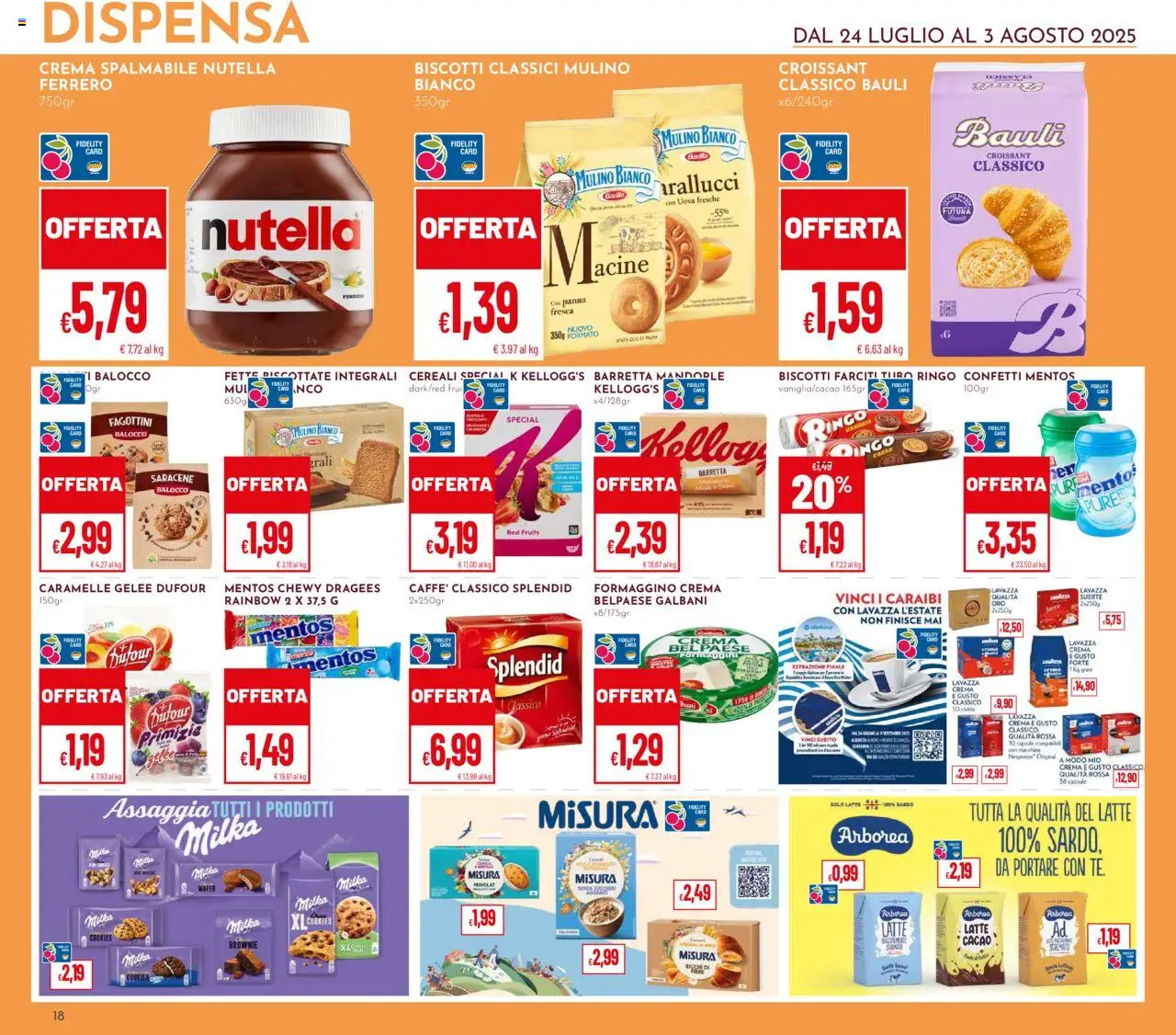 Volantino Pan del 24.07.2025 | Pagina: 18 | Prodotti: Crema, Cereali, Cacao, Lavazza