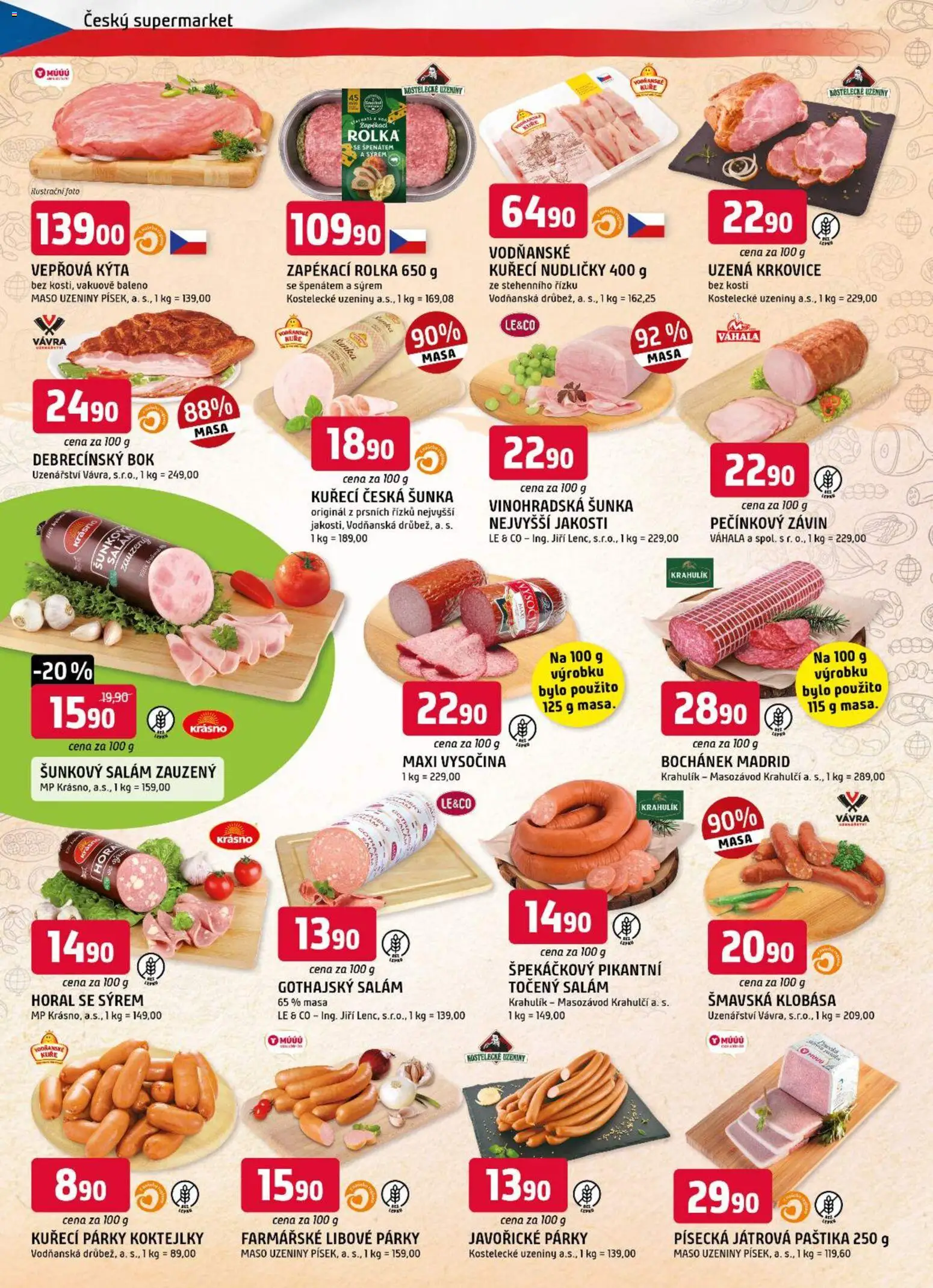 Trefa leták od 22.04.2026 | Strana: 2 | Produkty: Točený salám, Maso, Vepřová Kýta, Uzená krkovice