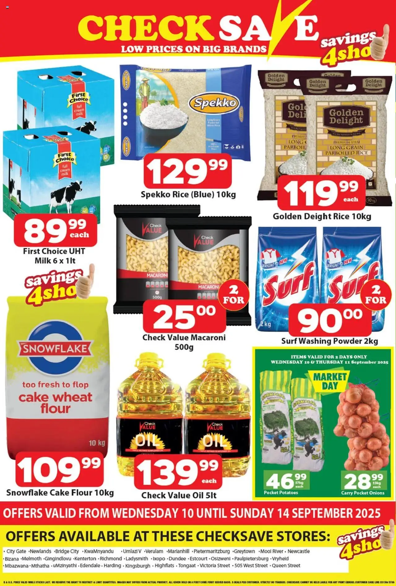 New Check Save catalogue – valid from 10.09.2025 | Page: 3 | Products: Flour, Potatoes, Onions, Washing powder