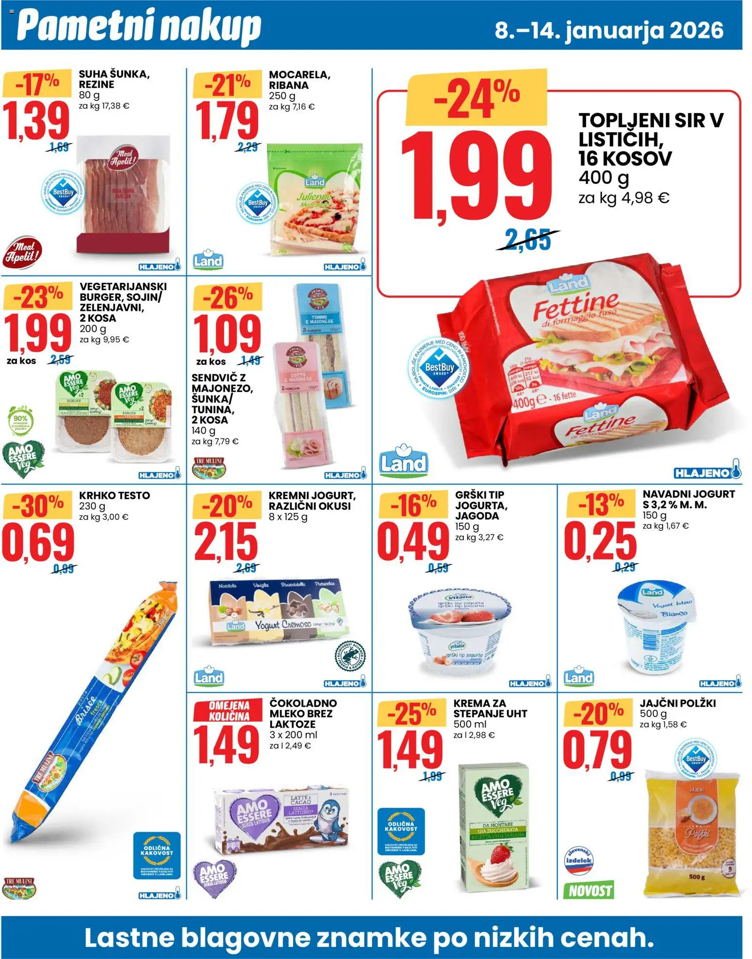 Novi Eurospin katalog ponudbe – veljaven od 08.01.2026 | Stran: 6 | Izdelki: Mleko, Sir, Jogurt, Sunka