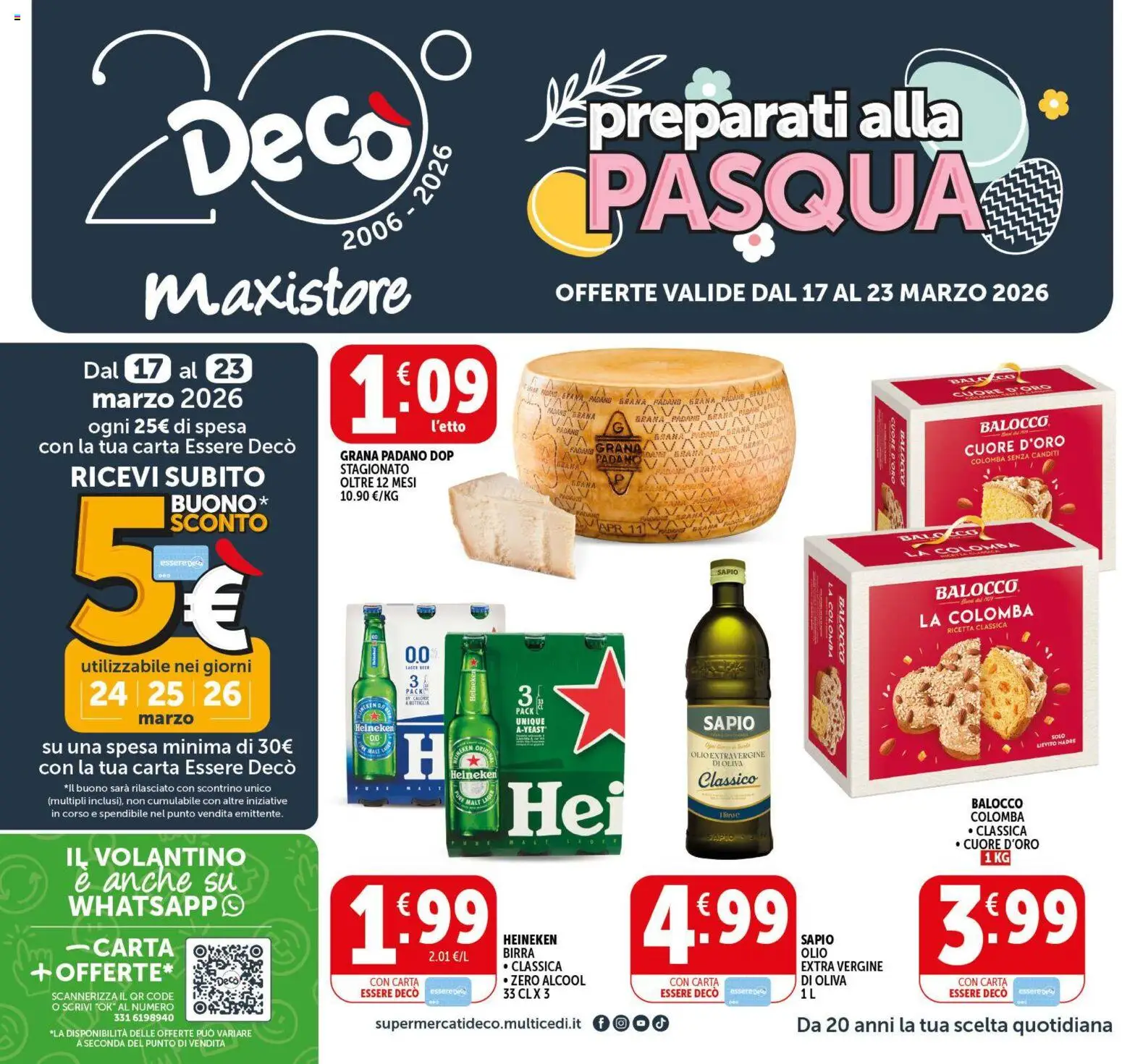 Volantino Decò del 17.03.2026 | Pagina: 1 | Prodotti: Birra, Grana Padano, Heineken, Bottiglia