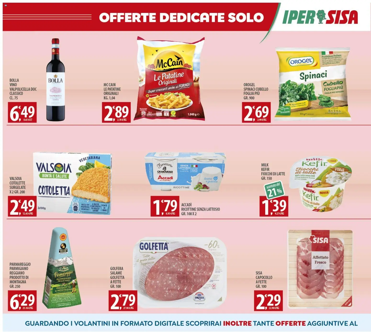 Volantino SISA del 25.11.2025 | Pagina: 12 | Prodotti: Patatine, Spinaci, Forno, Parmigiano