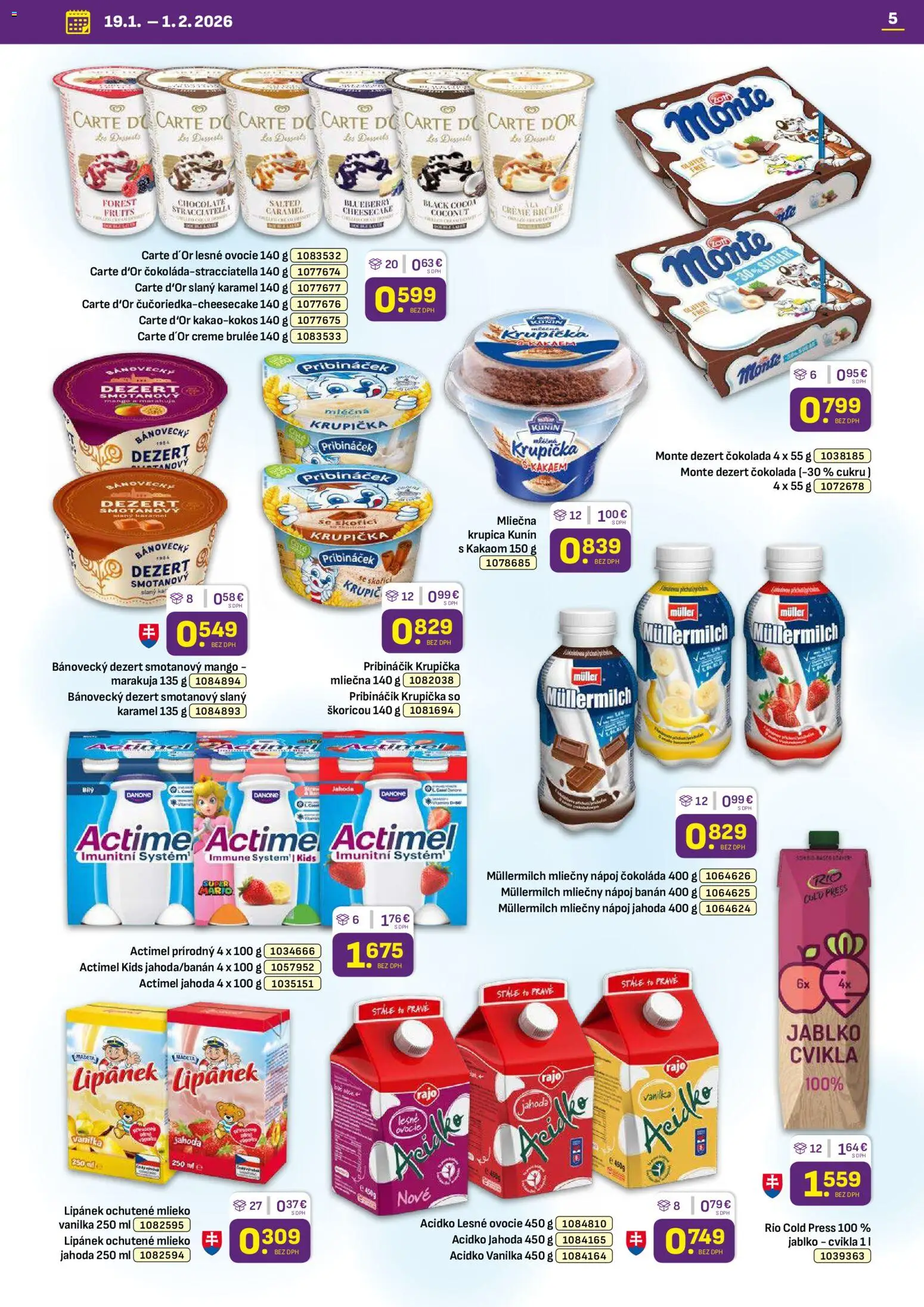 Nové Libex akcie – leták je platný od 19.01.2026 | Strana: 5 | Produkty: Mlieko, Čokoláda, Cvikla, Mango