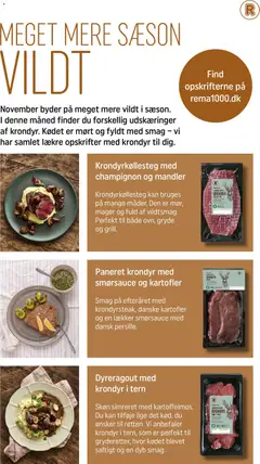 Paneret krondyr med smørsauce og kartofler, Smag på efteråret med krondyrsteak, danske kartofler og en lækker smørsauce med dansk persille. gyldig fra 01.11.2025 | Side: 12