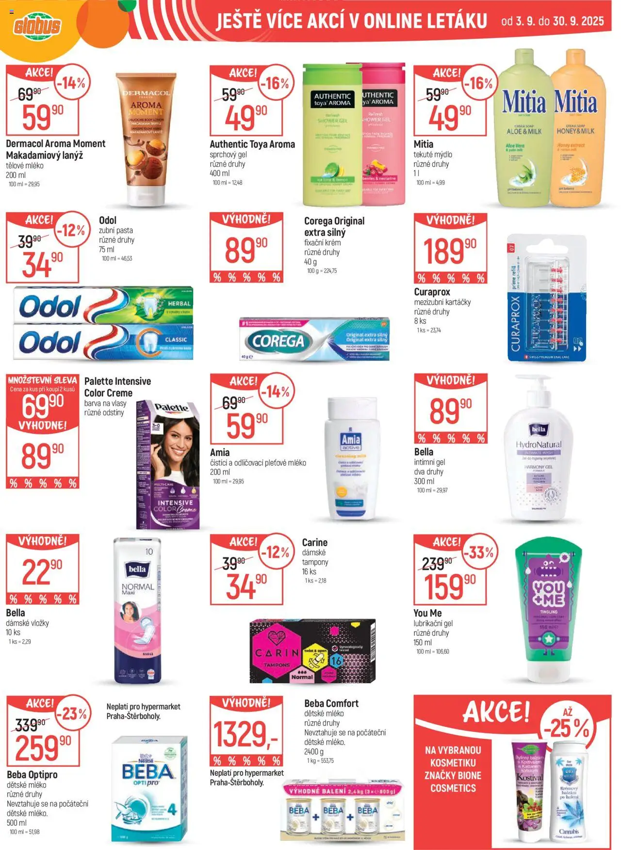Globus leták - Praha Černý Most od 17.09.2025 | Strana: 37 | Produkty: Beba, Aloe vera, Body, Tampony