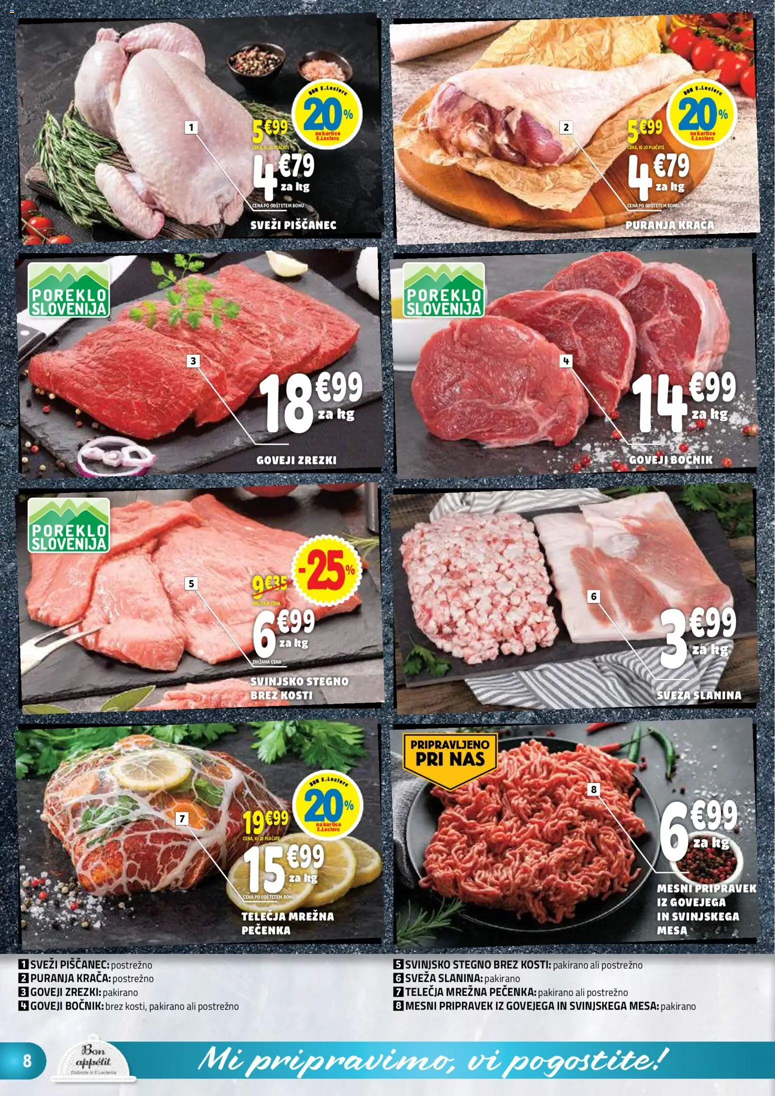Novi E.leclerc katalog ponudbe – veljaven od 29.10.2025 | Stran: 8 | Izdelki: Slanina, Zrezki