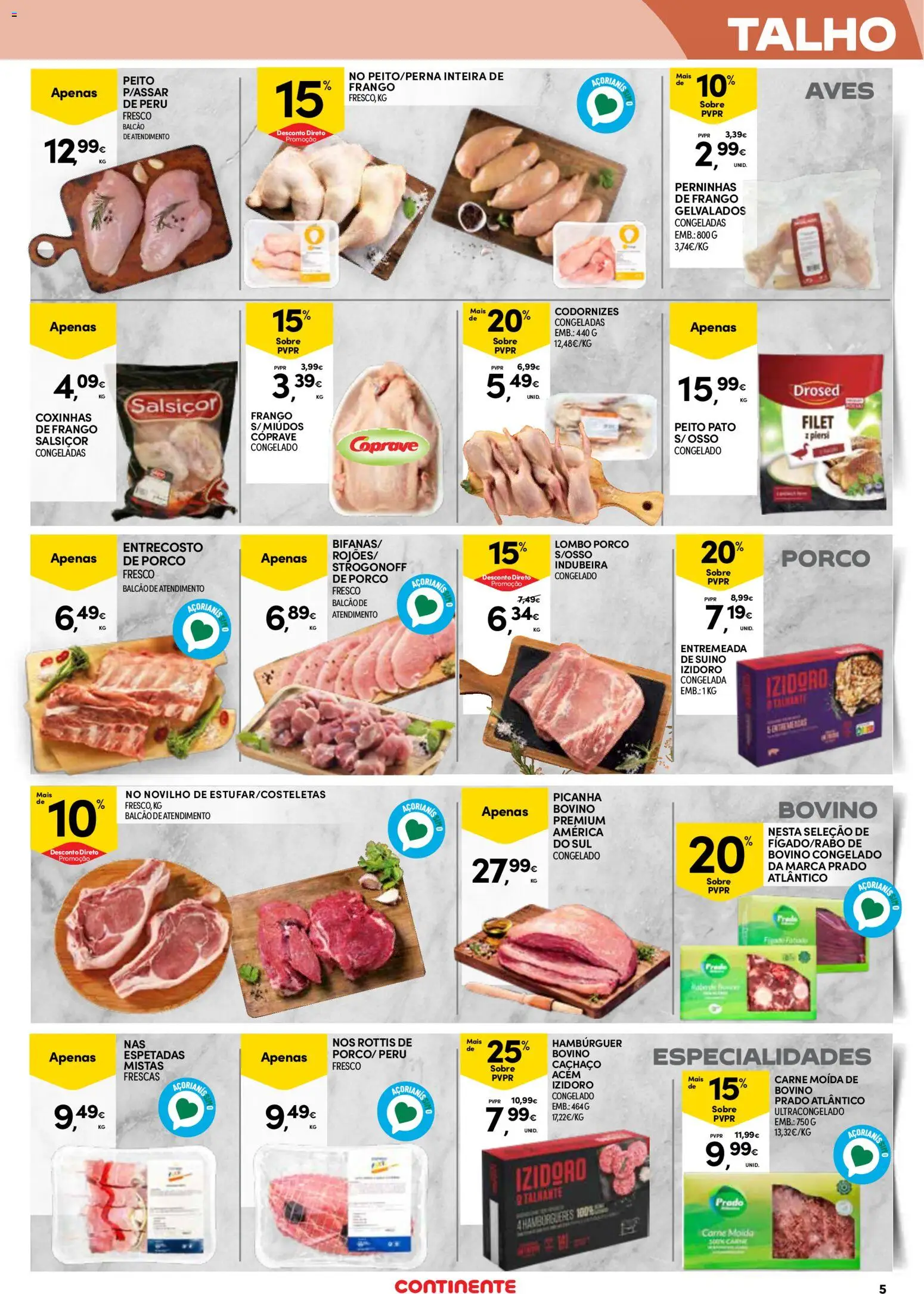 Continente Açores  │ válido de 16.04.2026 | Página: 5 | Produtos: Frango, Hambúrguer, Lombo, Carne