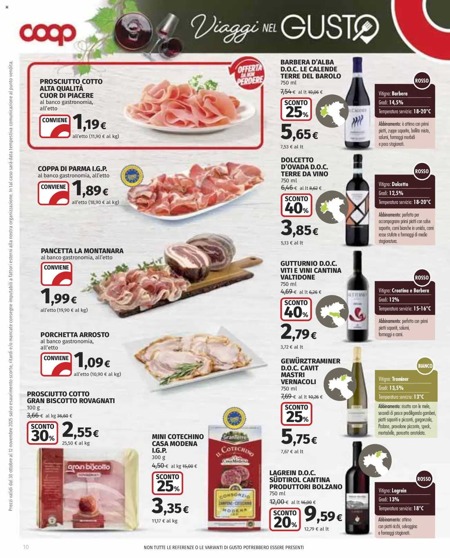 Volantino COOP del 30.10.2025 | Pagina: 10 | Prodotti: Arrosto, Pesce, Pancetta, Vino rosso