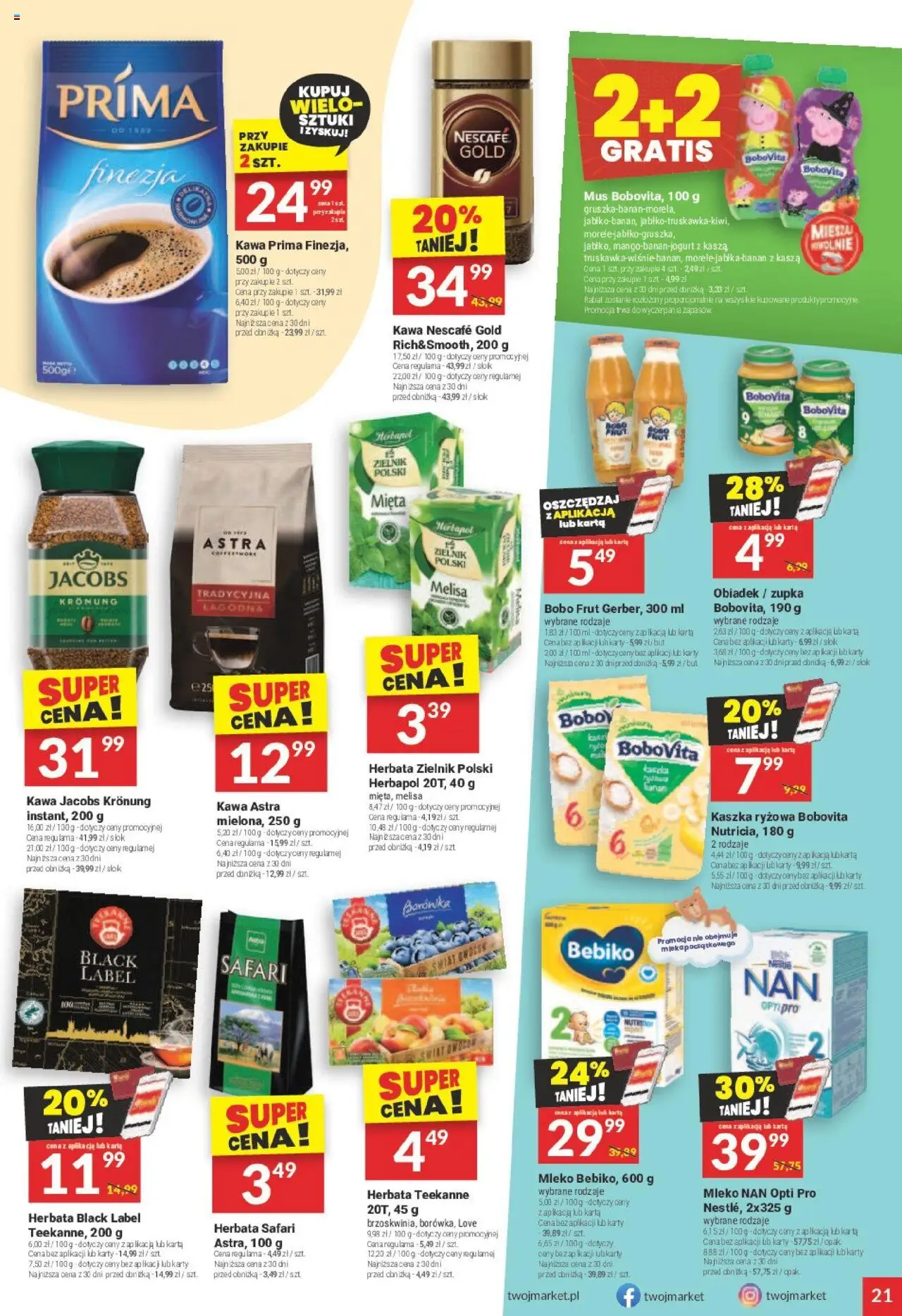 Twój Market Gazetka od 13.08.2025 | Strona: 21 | Produkty: Mięta, Mleko, Kawa prima, Melisa