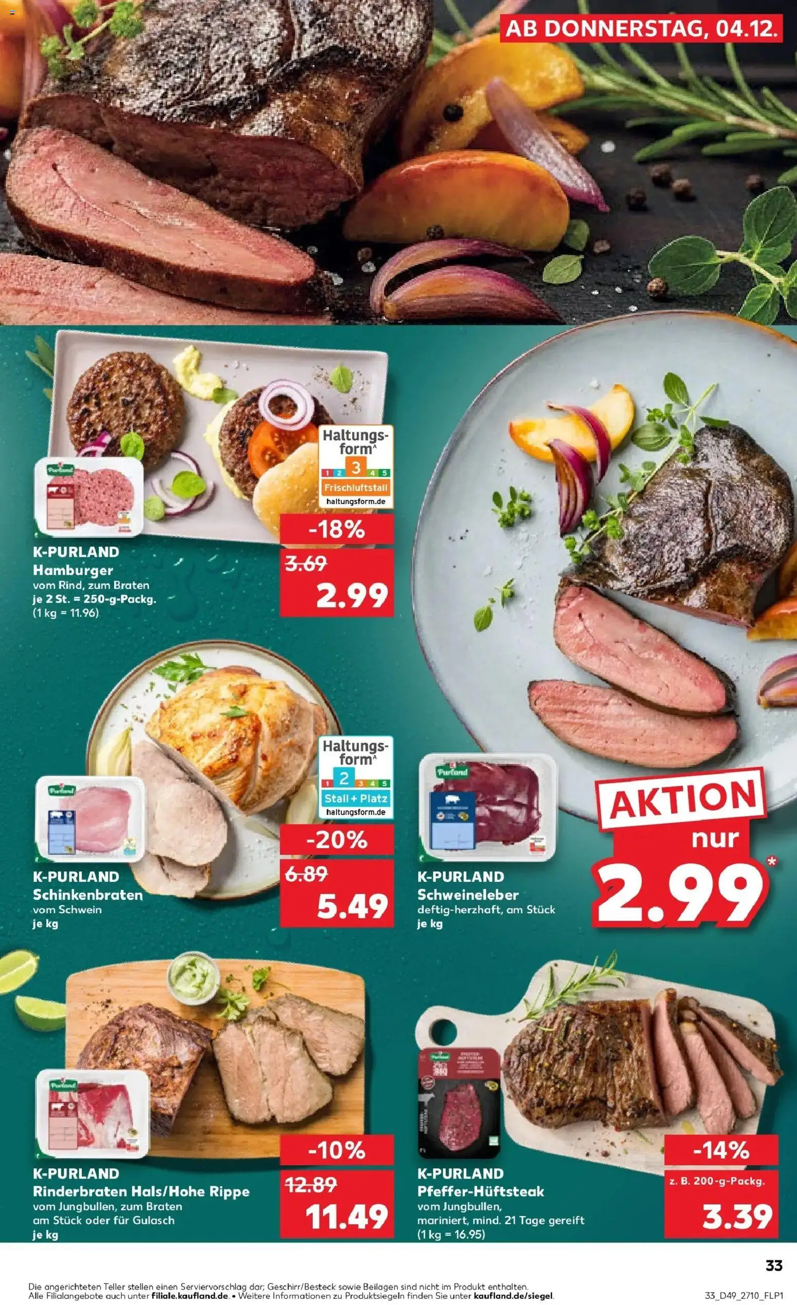 Kaufland prospekt Zeitz	 – gültig ab 08.12.2025 | Seite: 33 | Produkte: Rinderbraten, Gulasch, Steak