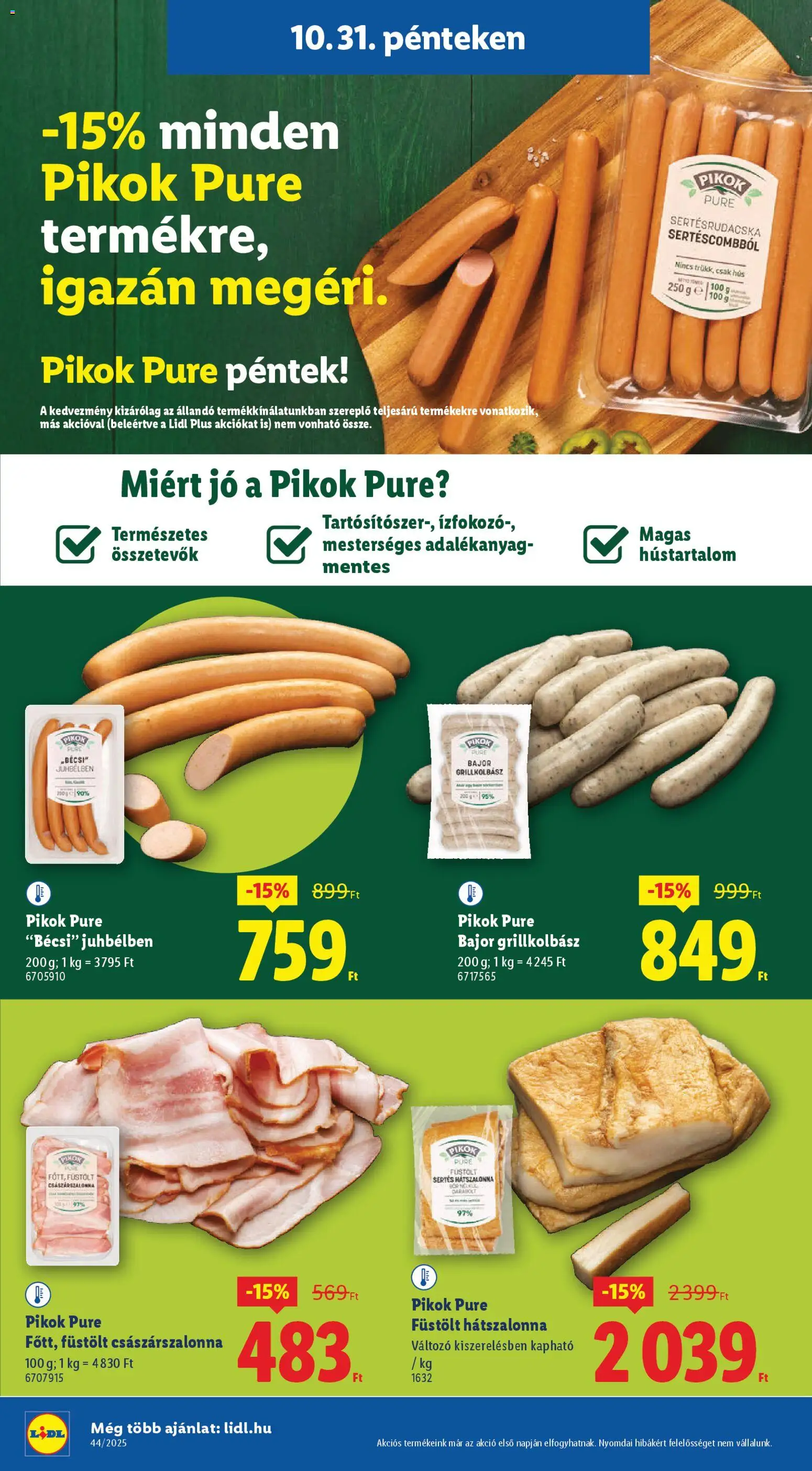 Lidl akciós ujság - amely érvényes a következő dátumtól: 30.10.2025 | Oldal: 26 | Termékek: Grillkolbász, Hús, Bacon, Császárszalonna