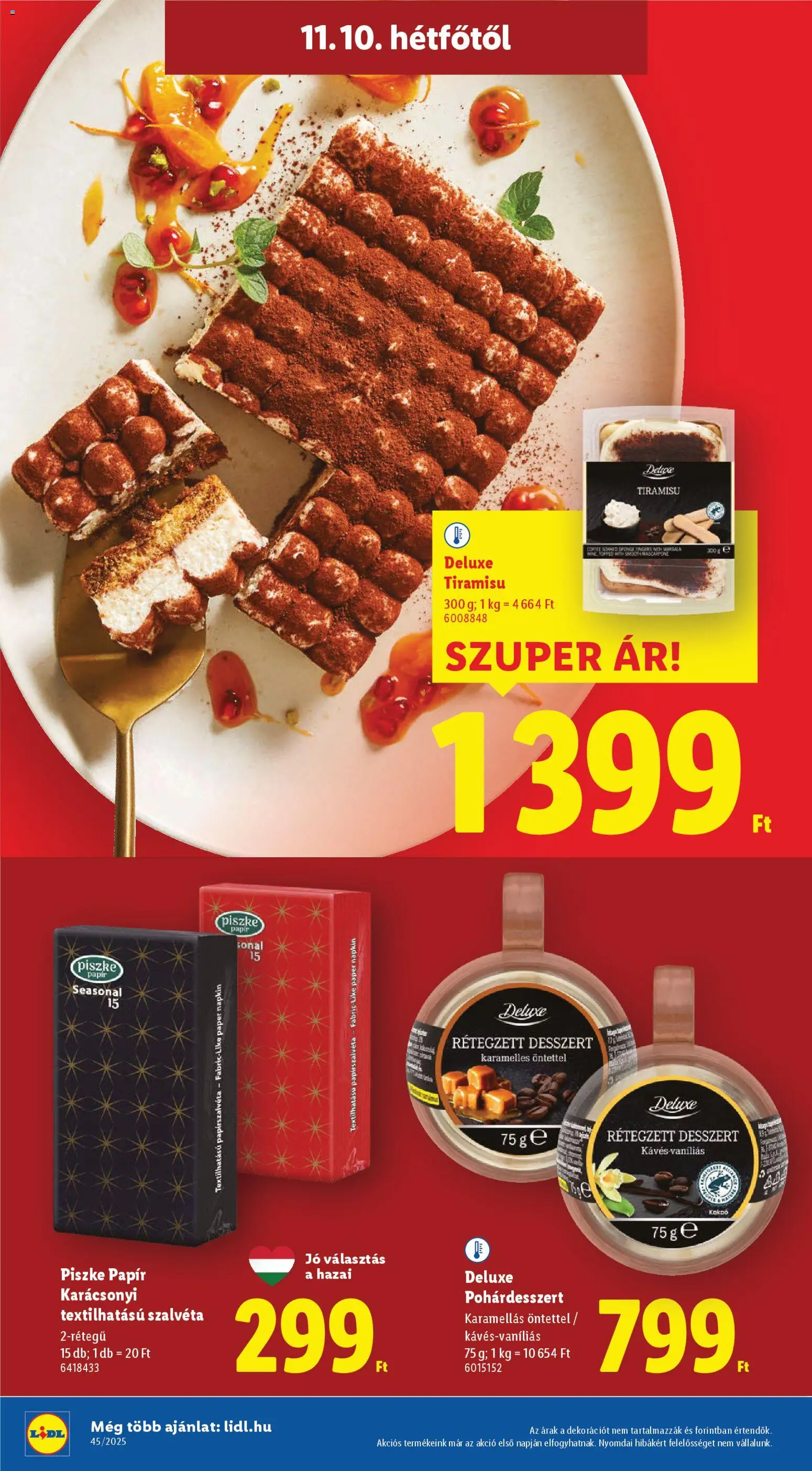Lidl akciós ujság - amely érvényes a következő dátumtól: 06.11.2025 | Oldal: 8 | Termékek: Tiramisu