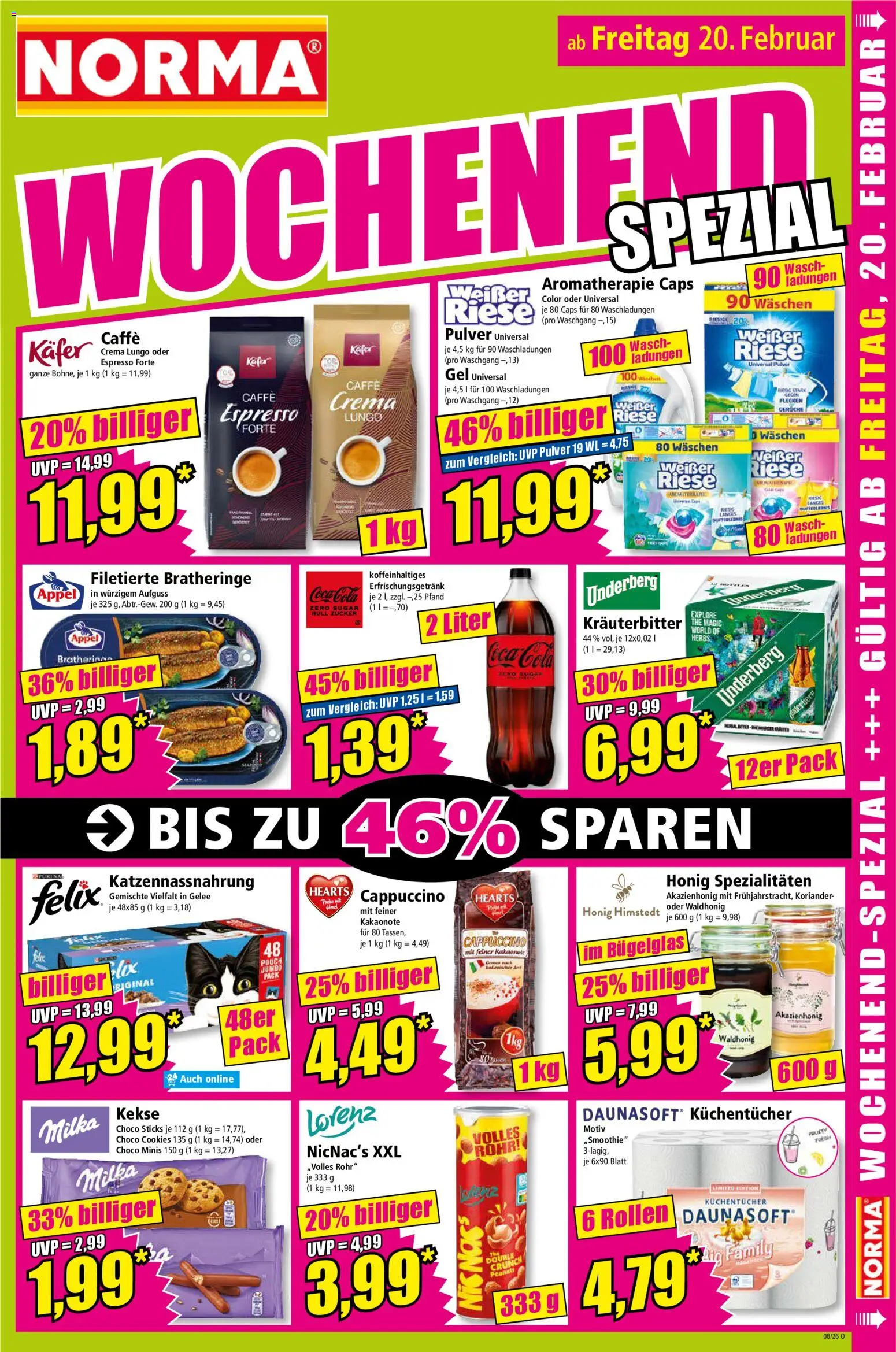 Norma Prospekt 	 – gültig ab 16.02.2026 | Seite: 17 | Produkte: Cola, Milka, Zucker, Underberg