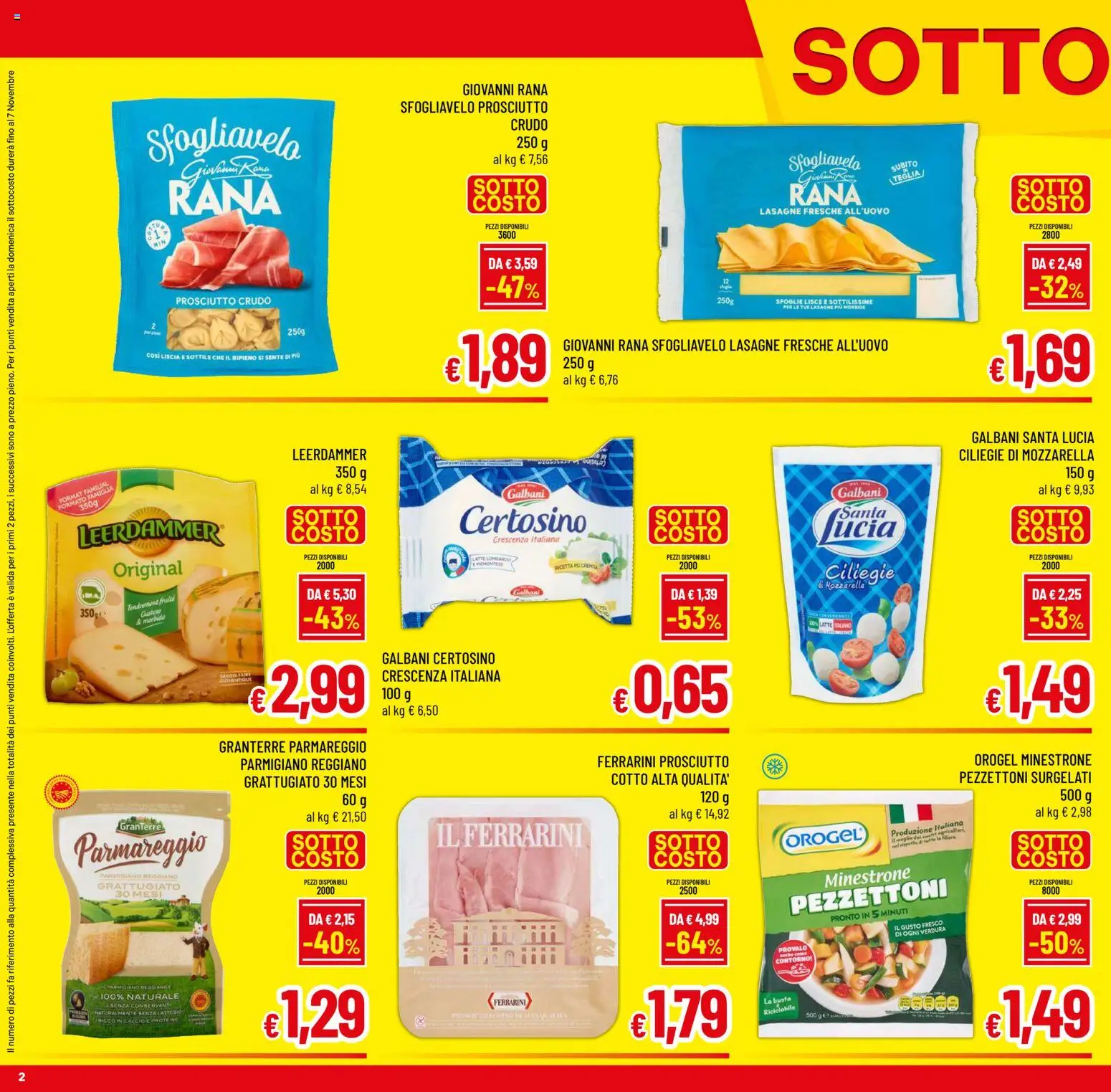 Volantino A&O del 29.10.2025 | Pagina: 2 | Prodotti: Prosciutto Crudo, Mozzarella, Crescenza, Parmigiano