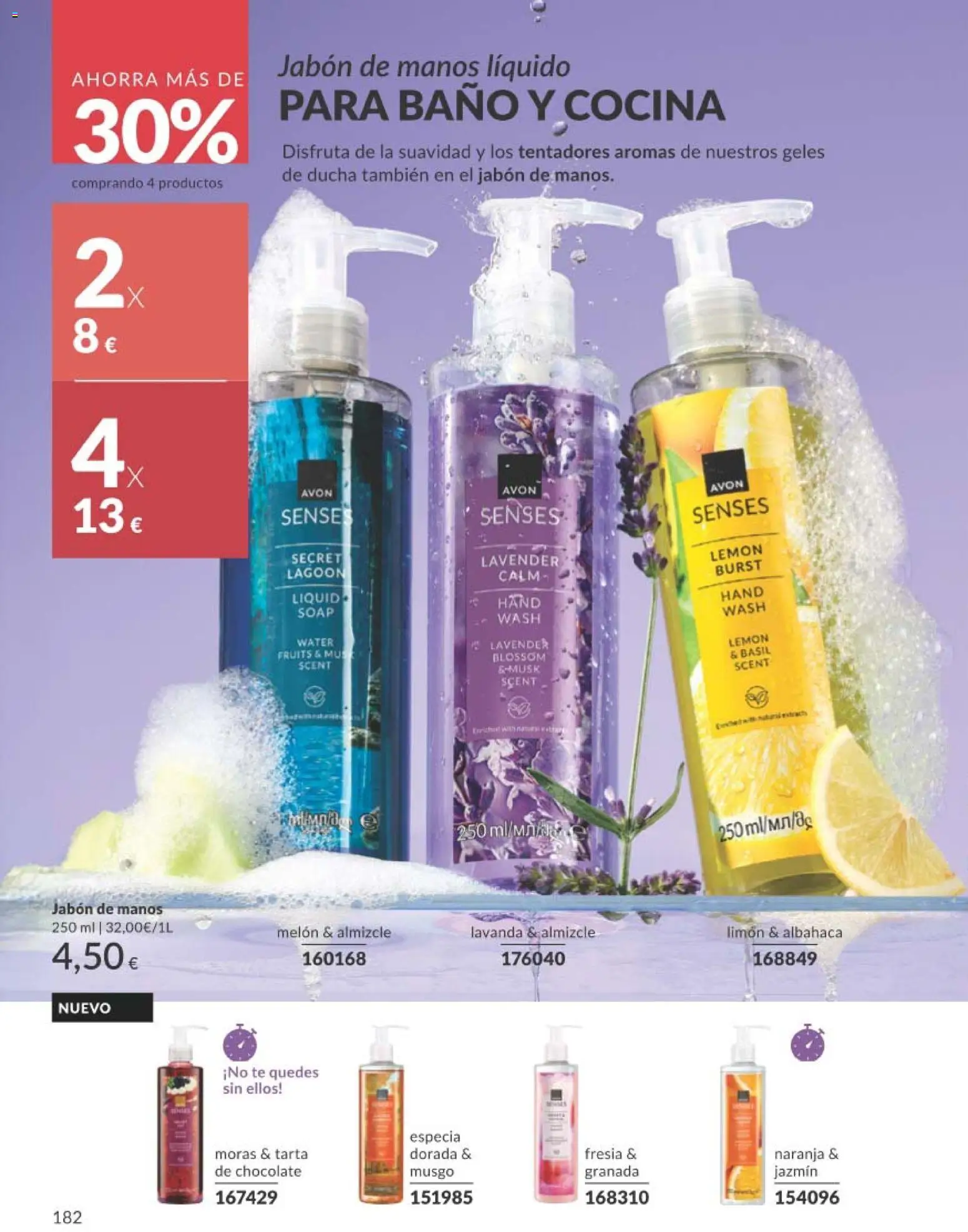Catálogo AVON campaña 1 │ válido desde el 01.01.2026 | Página: 182 | Productos: Jabón, Cocina, Baño, Ducha