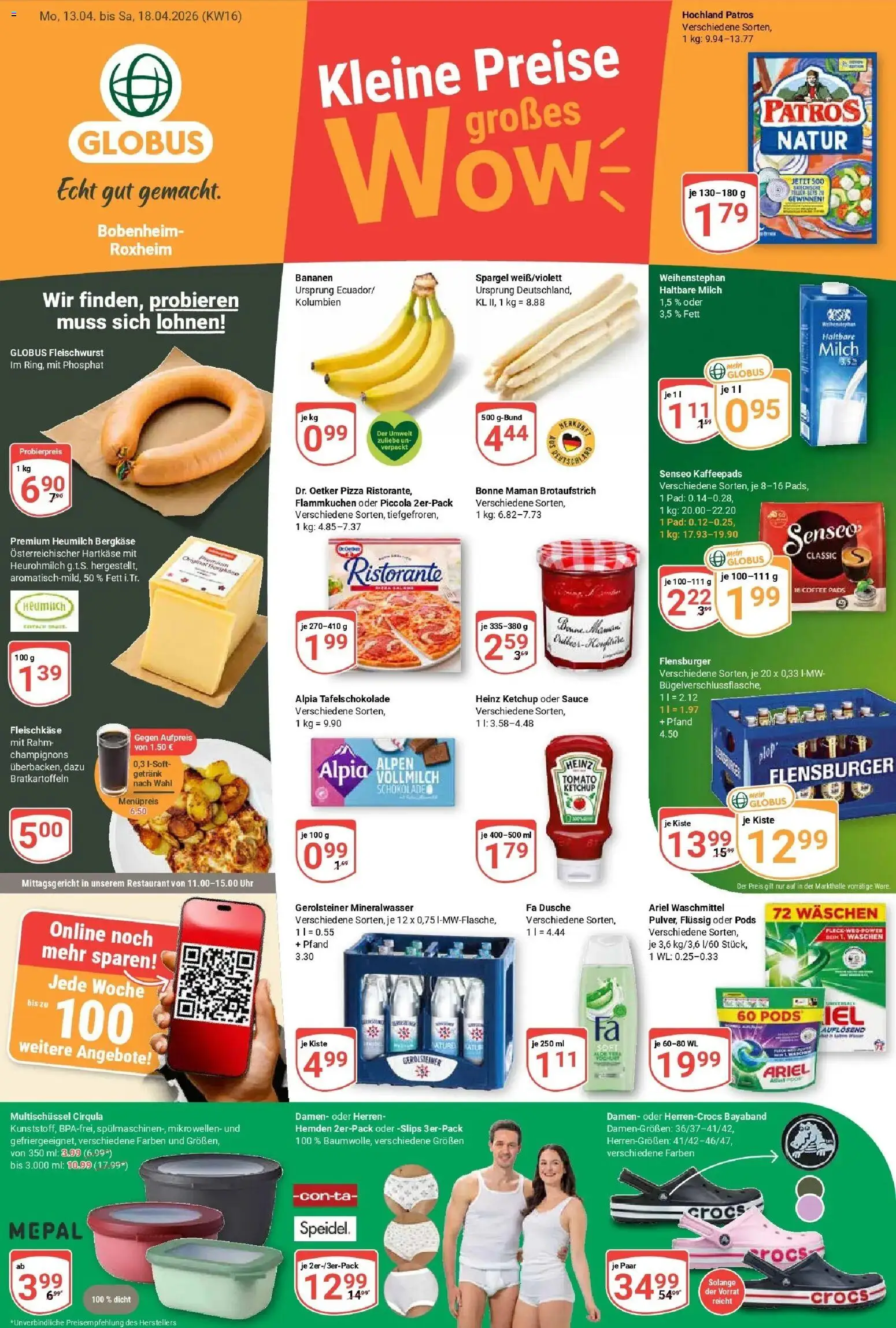 Globus Prospekt Bobenheim-Roxheim	 – gültig ab 12.04.2026 | Seite: 1 | Produkte: Patros, Mineralwasser, Uhr, Gerolsteiner
