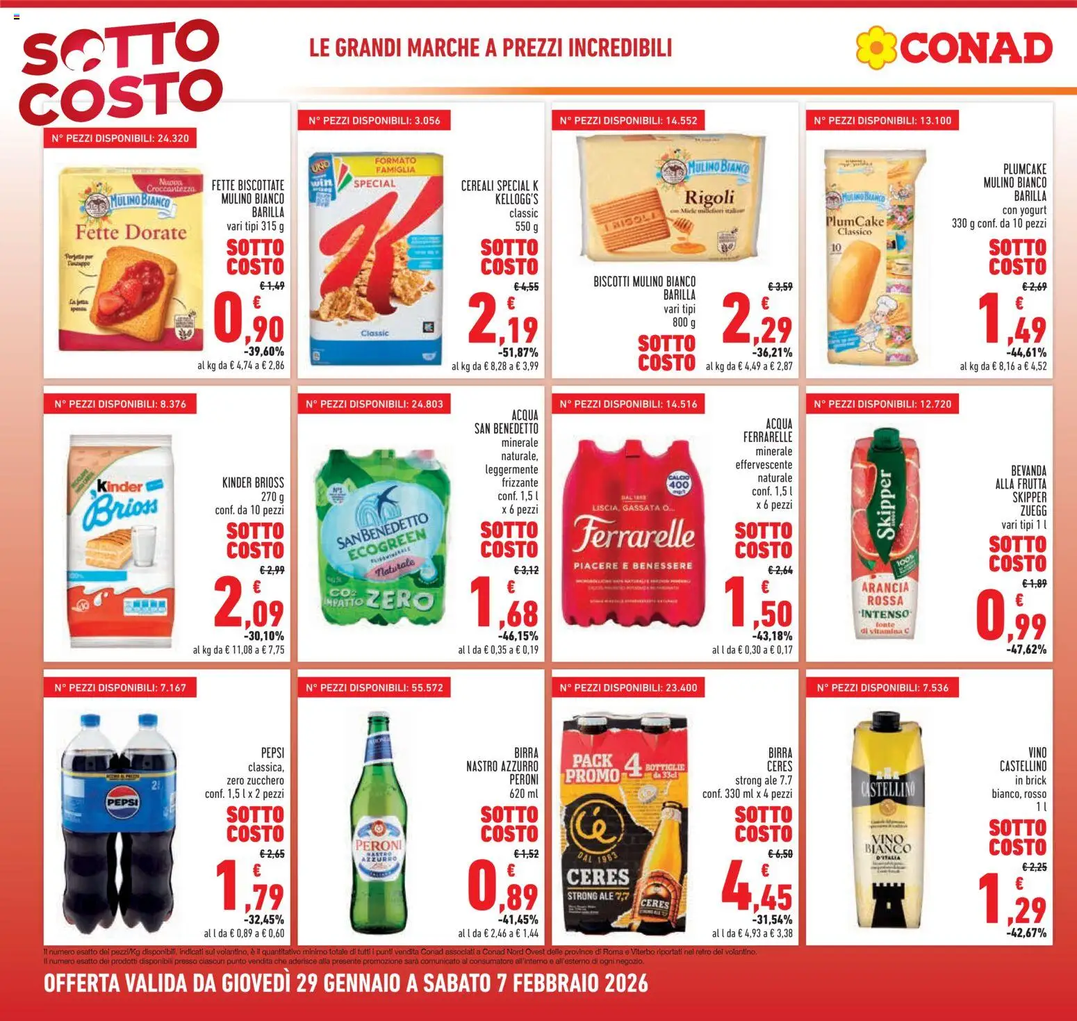Volantino Conad del 29.01.2026 | Pagina: 4 | Prodotti: Birra, Acqua, Zucchero, Acqua minerale