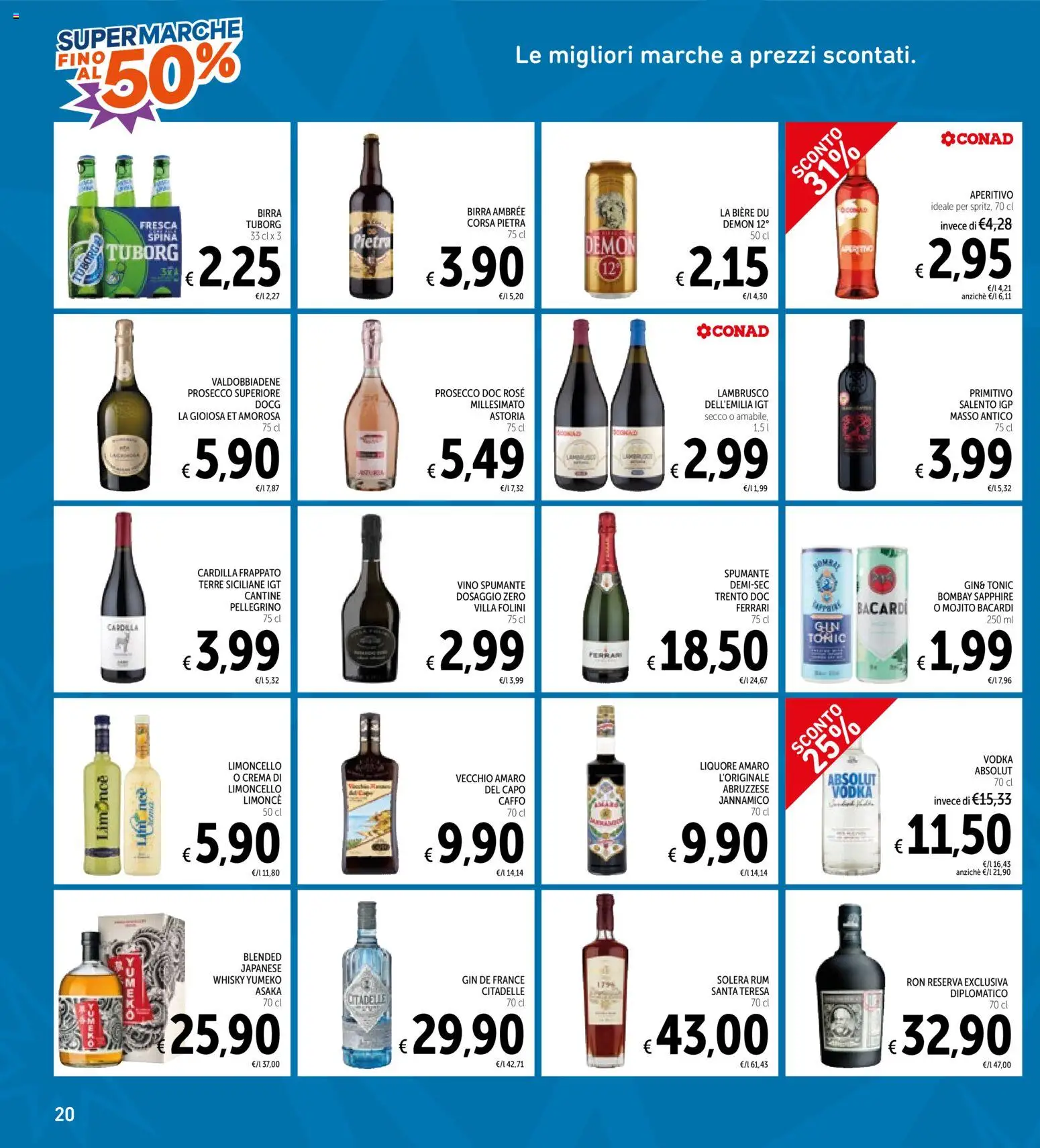 Volantino Spazio Conad del 28.10.2025 | Pagina: 20 | Prodotti: Gin, Spumante, Liquore, Amaro