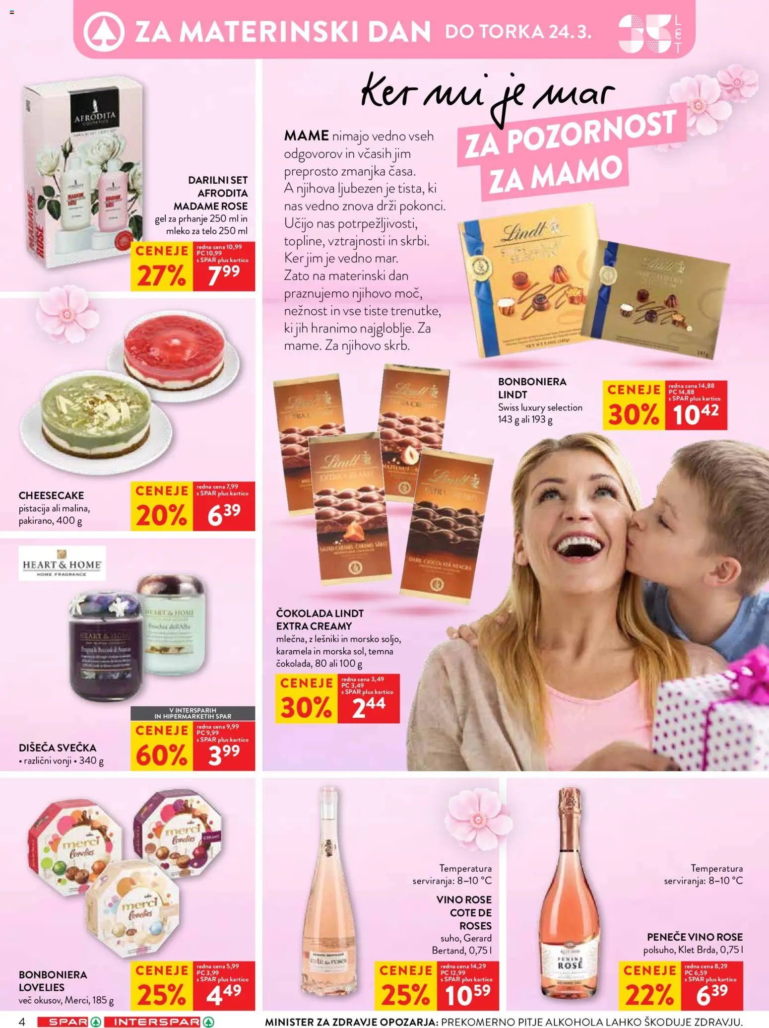 Novi Spar katalog ponudbe – veljaven od 18.03.2026 | Stran: 4 | Izdelki: Gel za prhanje, Penina, Cokolada, Vino