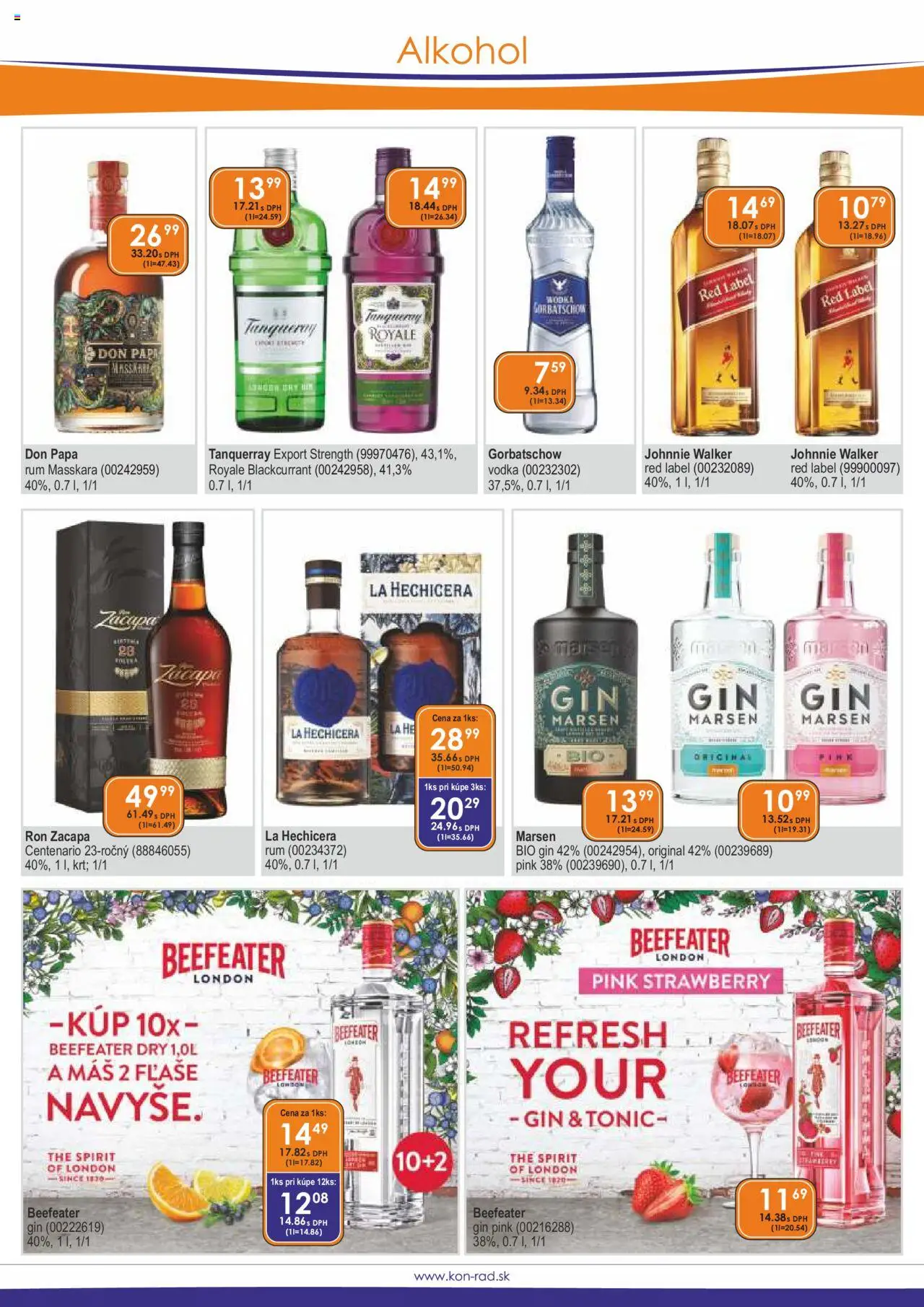KON - RAD leták │ platný od 01.06.2025 | Strana: 11 | Produkty: Beefeater, Vodka, Whisky, Alkohol