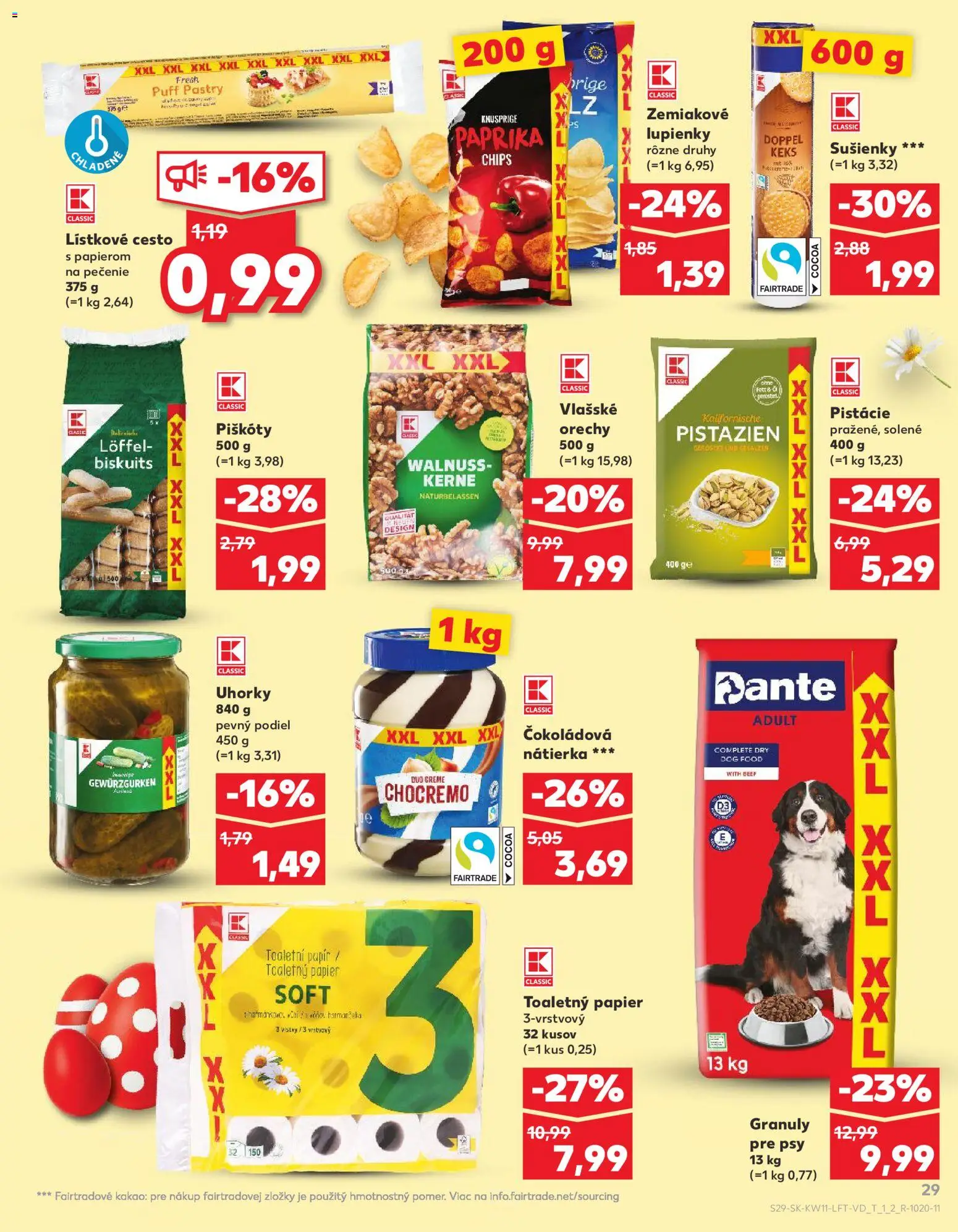 Nové Kaufland akcie – leták je platný od 12.03.2026 | Strana: 29 | Produkty: Toaletný papier, Lístkové cesto, Vlašské orechy, Kakao