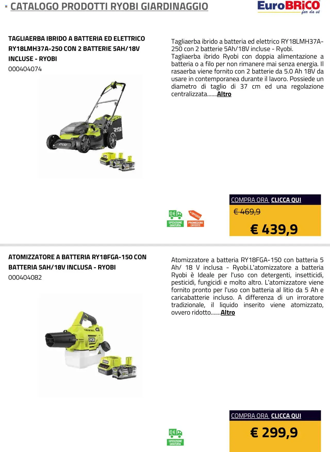 Volantino Eurobrico del 23.07.2025 | Pagina: 33 | Prodotti: Rasaerba, Batteria, Batterie, Caricabatterie