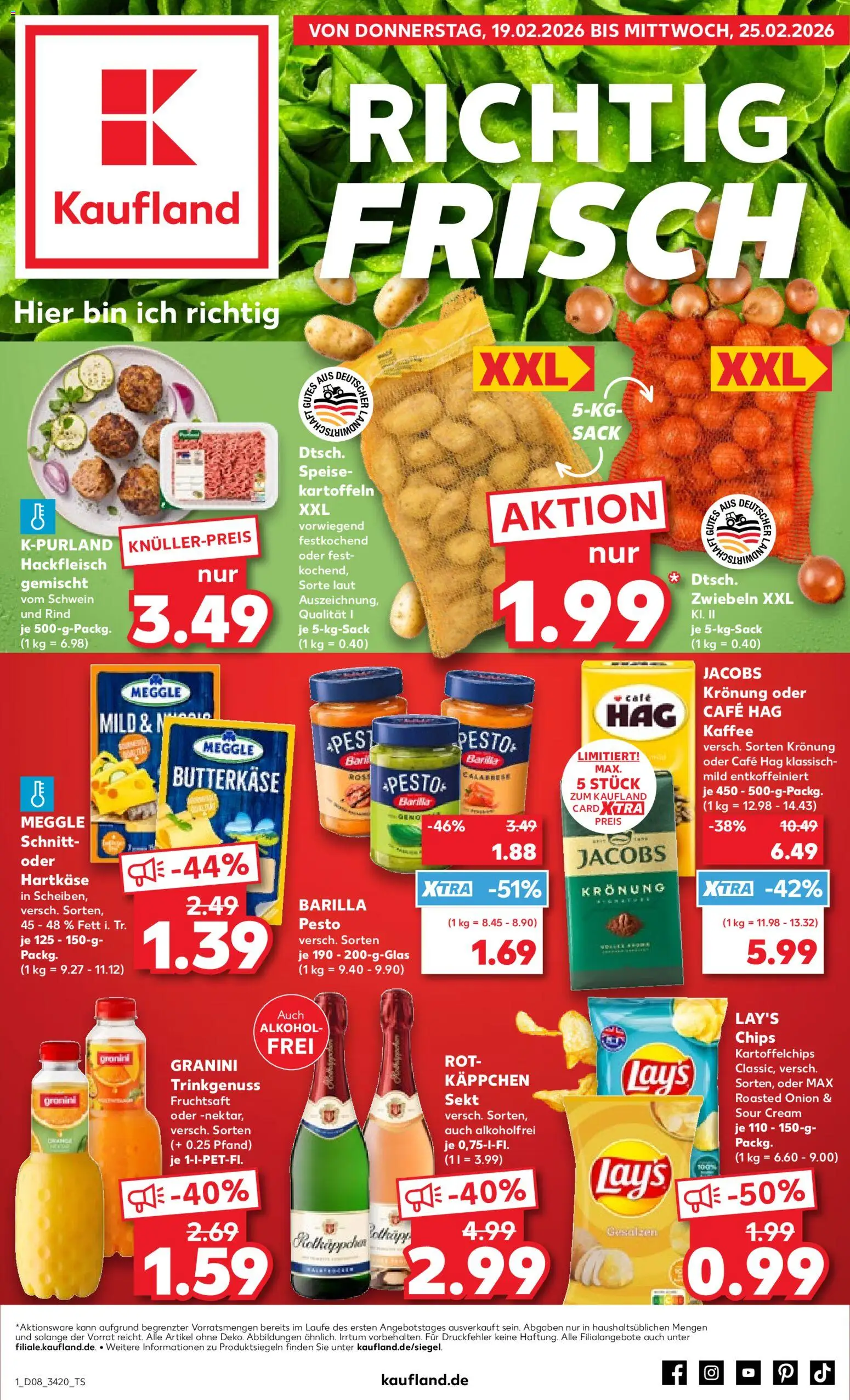 Kaufland prospekt Potsdam	 – gültig ab 19.02.2026 | Seite: 1 | Produkte: Barilla, Sekt, Barilla pesto, Chips