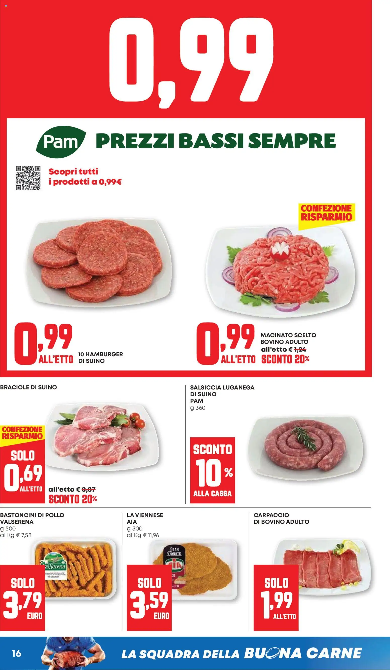 Volantino PAM del 07.04.2026 | Pagina: 16 | Prodotti: Pollo, Suino, Salsiccia, Macinato