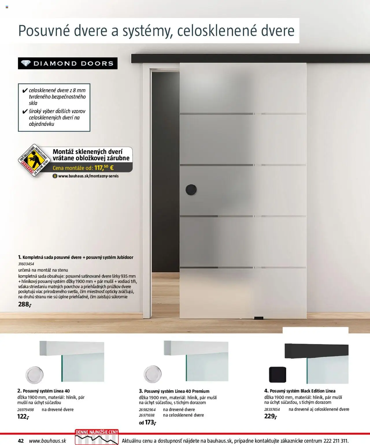 Nové Bauhaus akcie – leták je platný od 08.09.2025 | Strana: 42 | Produkty: Drevené dvere, Dvere, Posuvné dvere