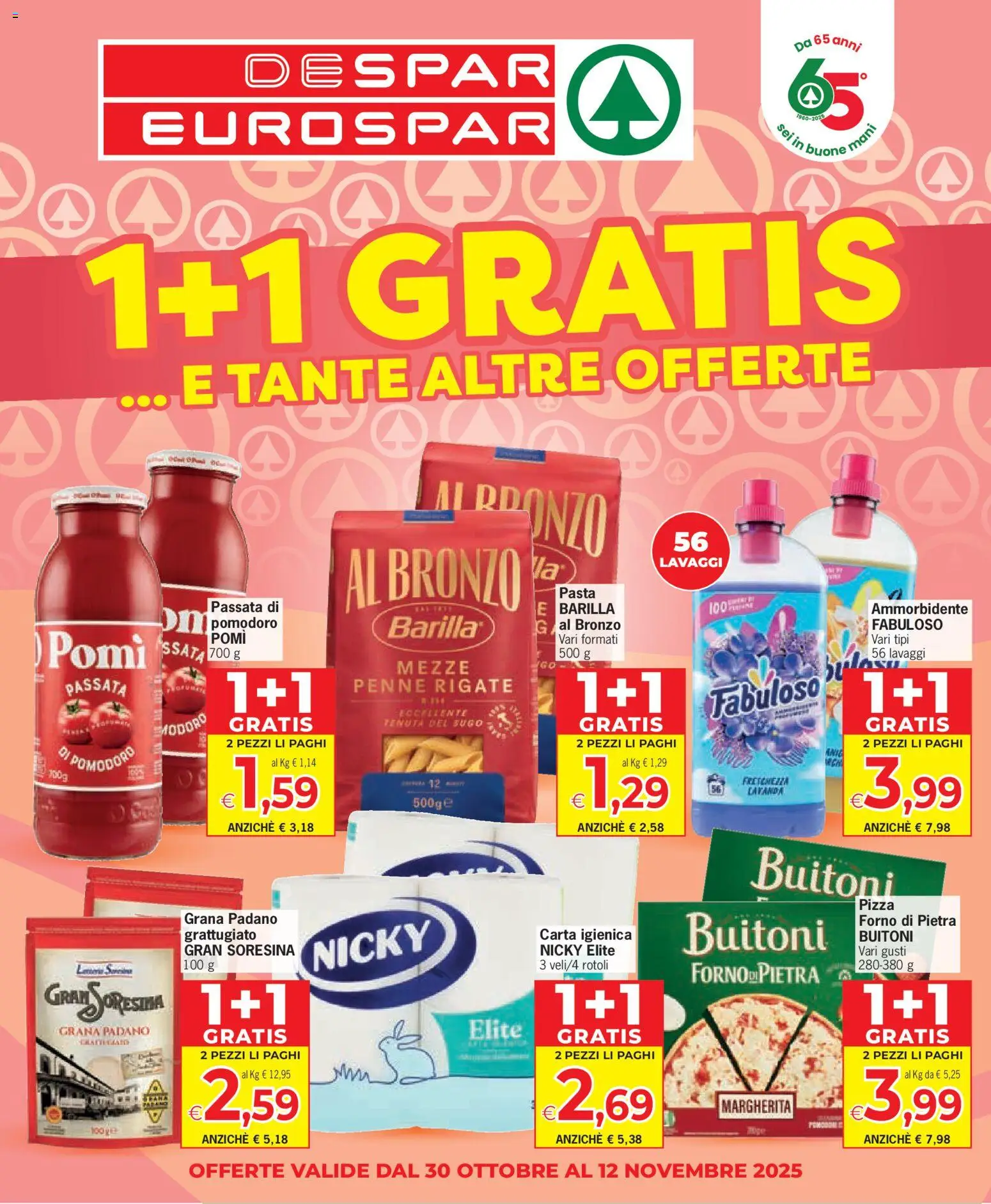 Volantino Eurospar del 30.10.2025 | Pagina: 1 | Prodotti: Grana Padano, Forno, Lavanda, Penne