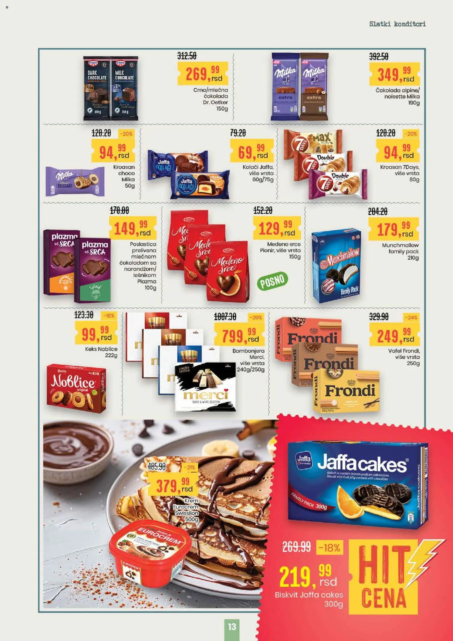 Aroma Market katalog - važi od 05.03.2026 | Strana: 13 | Proizvode: Plazma, Eurocrem, Dr. Oetker, Čokolada