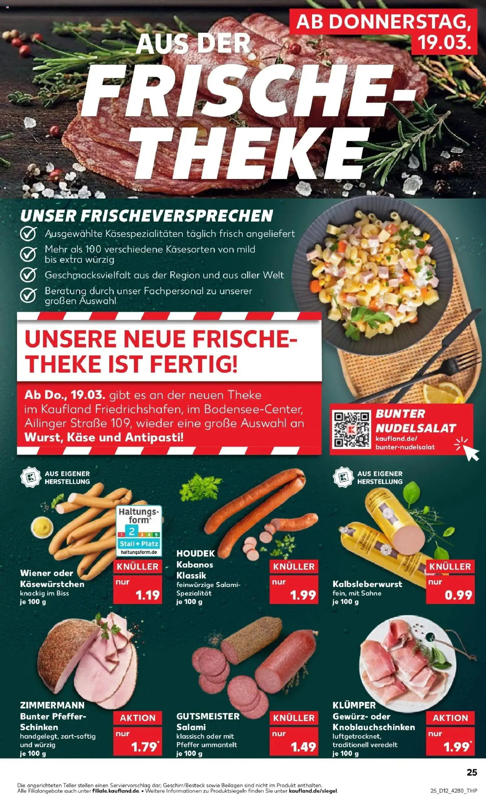Kaufland Prospekt Eriskirch	 – gültig ab 19.03.2026 | Seite: 25 | Produkte: Theke, Pfeffer, Schinken, Sahne