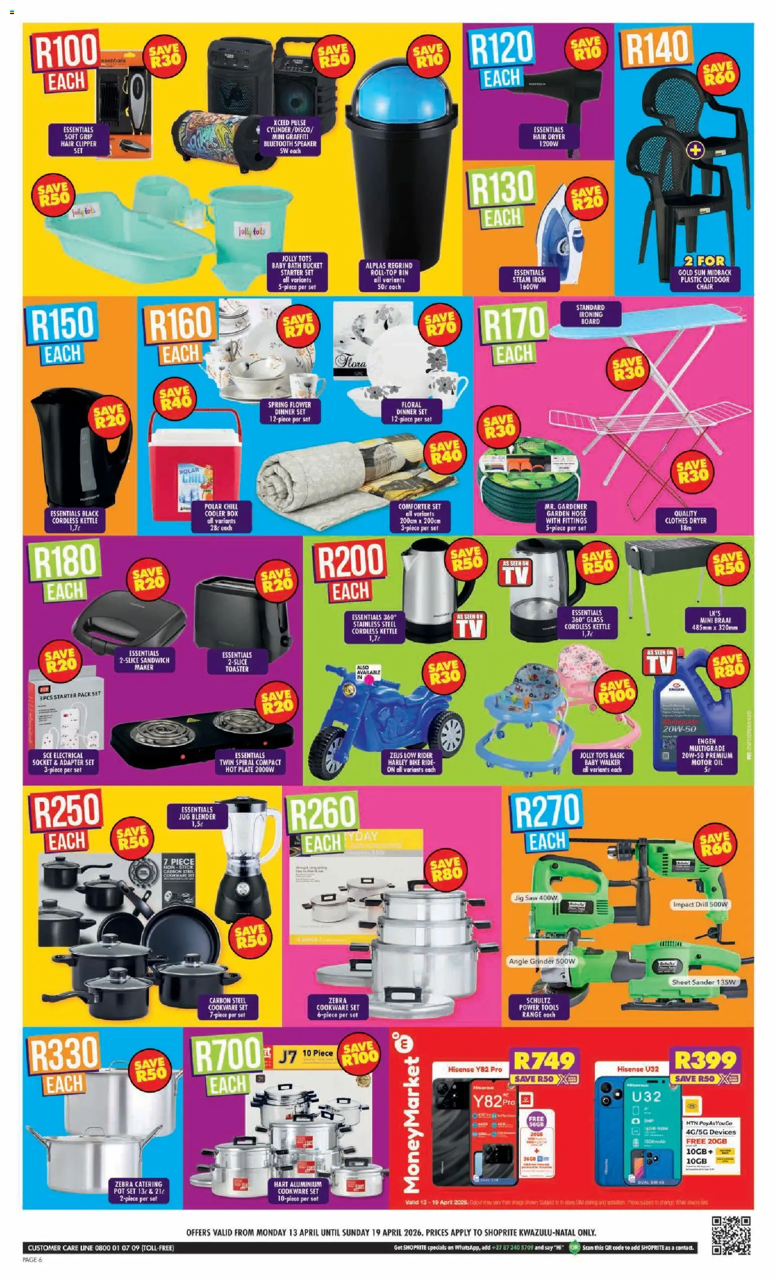 New Shoprite catalogue – valid from 13.04.2026 | Page: 6 | Products: Dryer, Kettle, Ironing board, Oil
