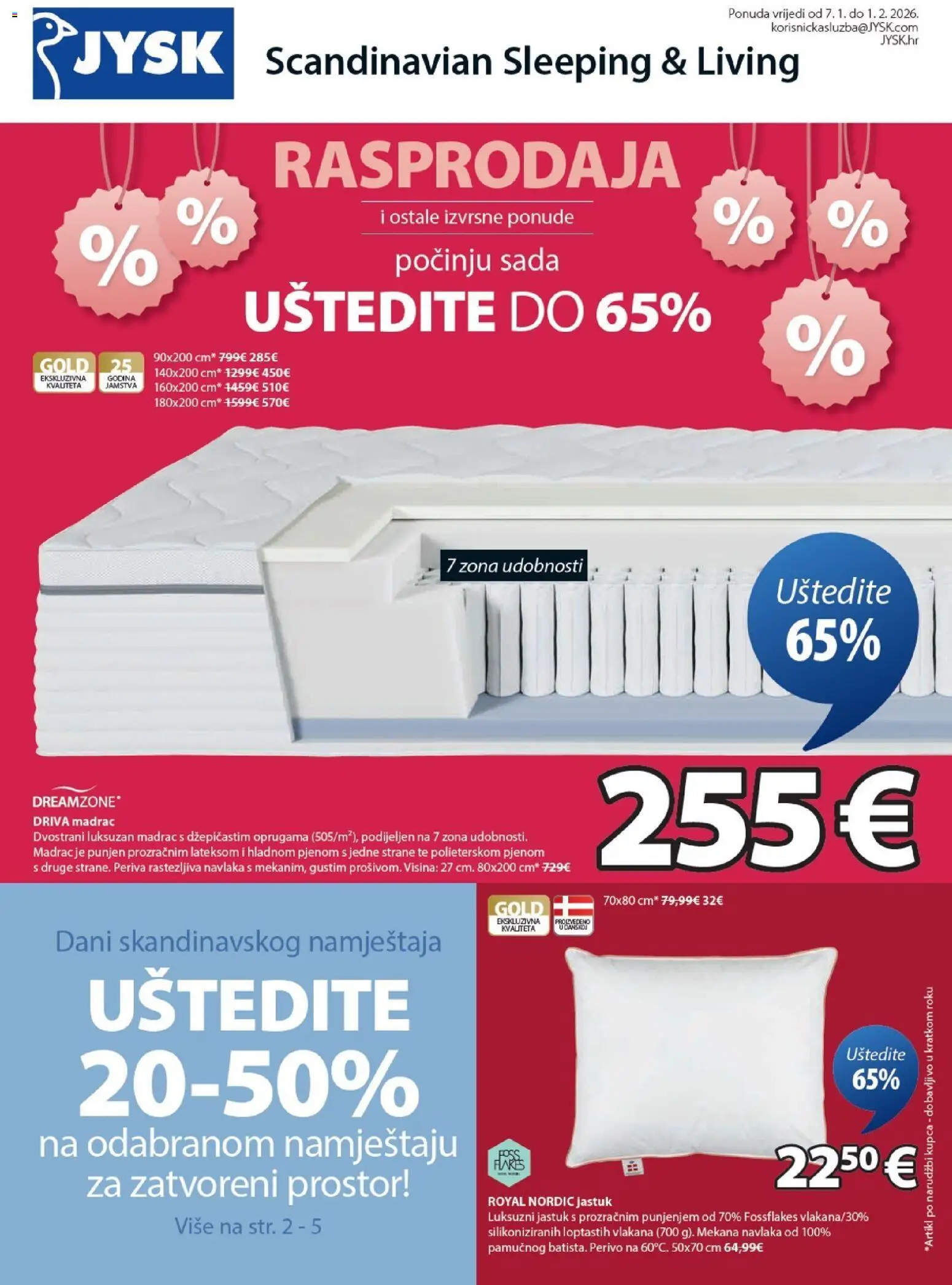 JYSK katalog | vrijedi od 07.01.2026 | Stranica: 1 | Proizvodi: Madrac, Jastuk