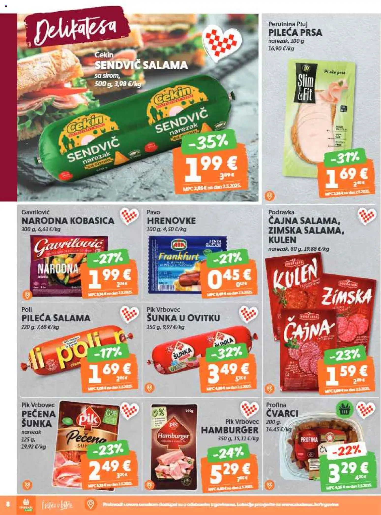 Studenac katalog | vrijedi od 21.01.2026 | Stranica: 8 | Proizvodi: Šunka, Narezak, Pik Vrbovec, Kulen