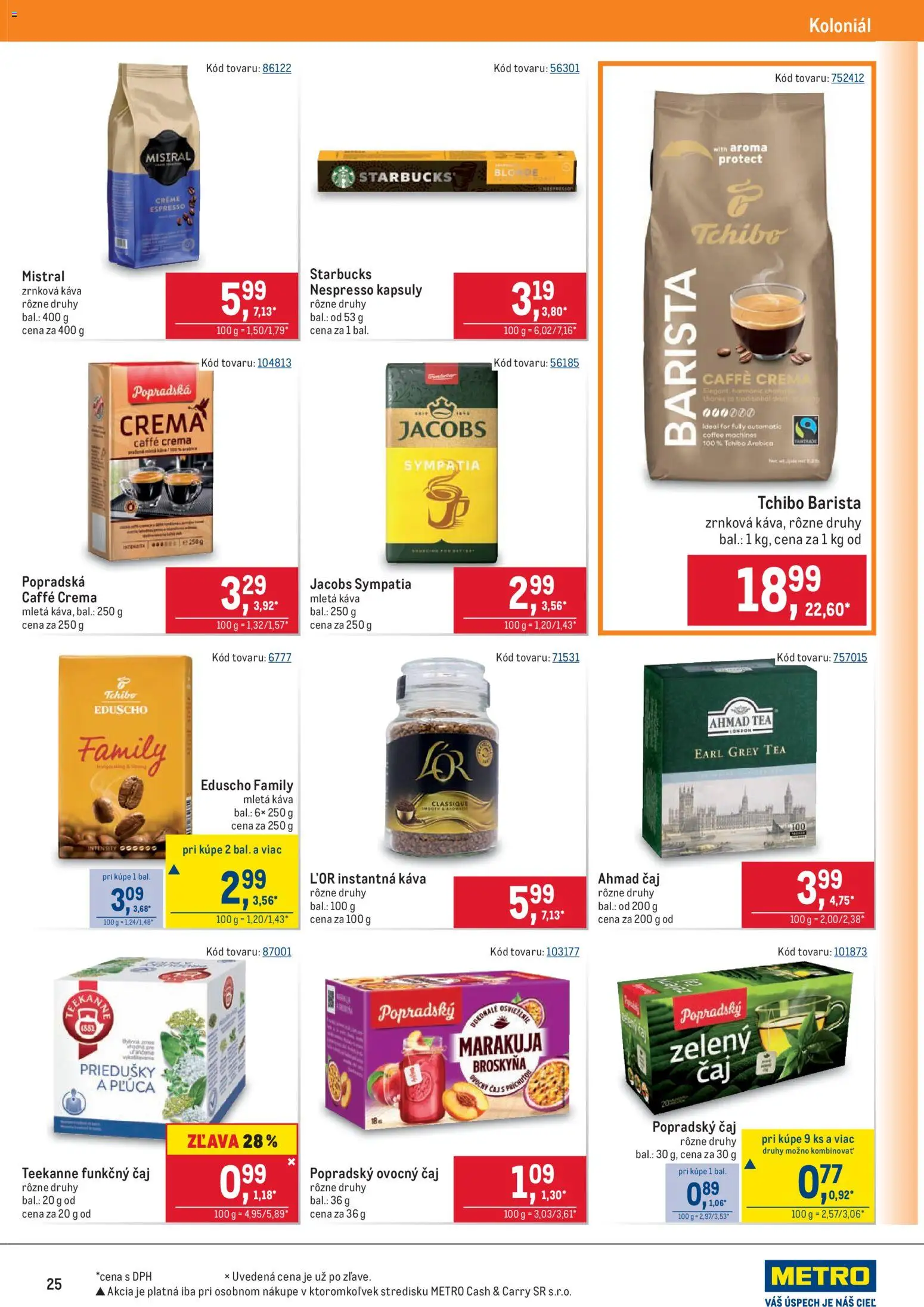 Nové Metro akcie – leták je platný od 02.01.2026 | Strana: 25 | Produkty: Káva, Barista, Čaj, Teekanne