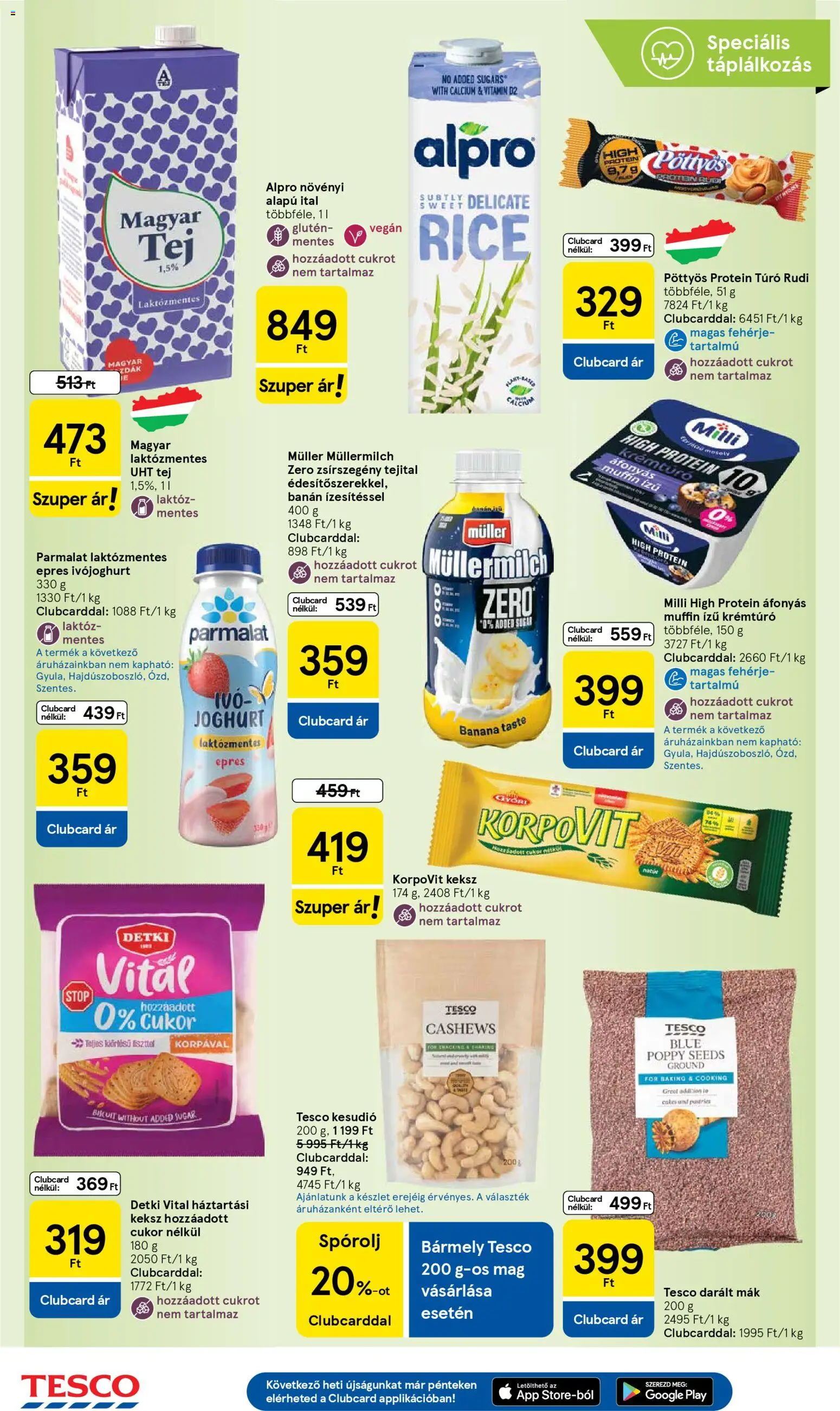Tesco akciós ujság - amely érvényes a következő dátumtól: 29.04.2026 | Oldal: 20 | Termékek: Ivójoghurt, Fehérje, Tej, Vegán