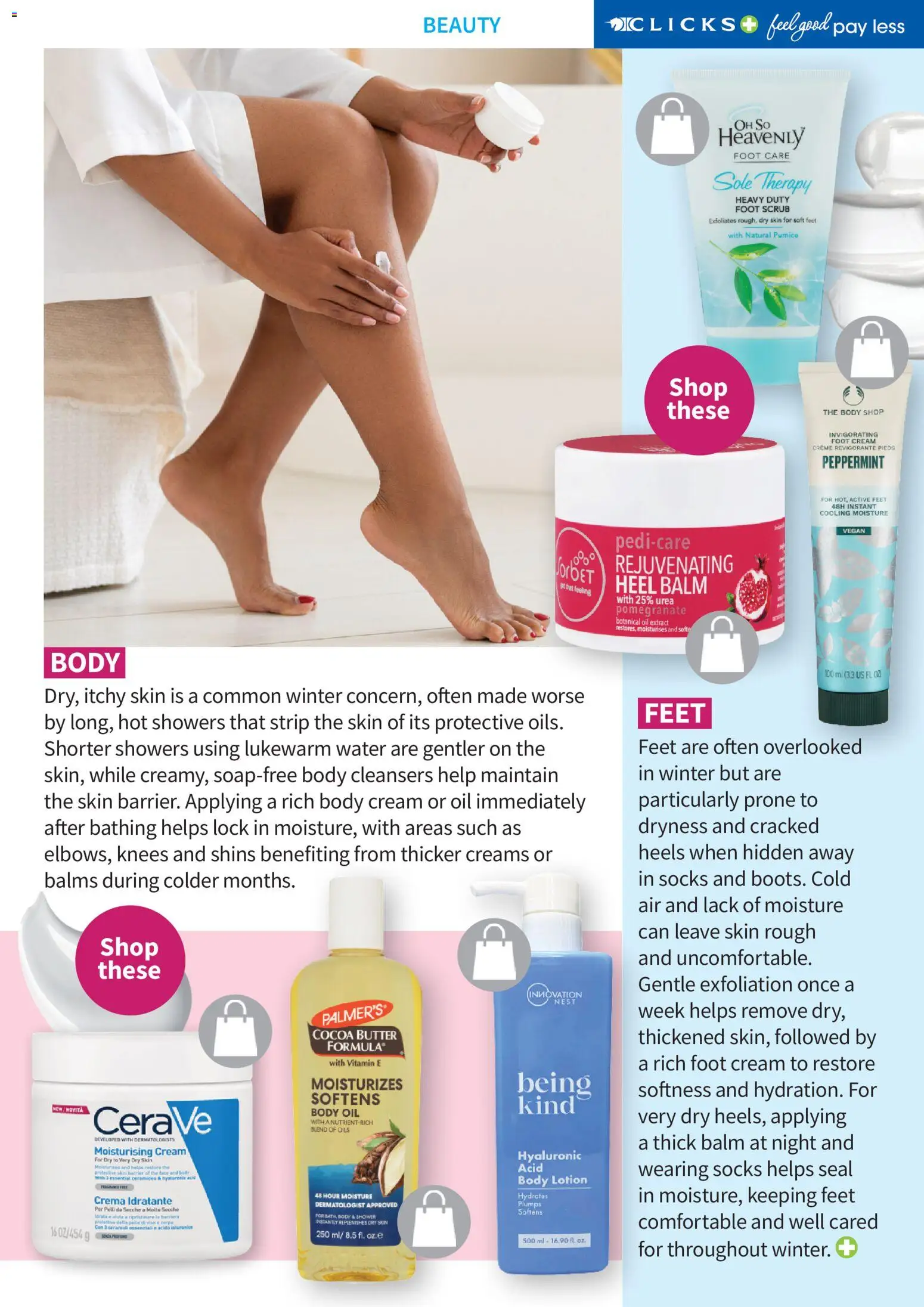 New Clicks catalogue – valid from 01.04.2026 | Page: 33 | Products: Heel balm, Socks, Lock, Oil