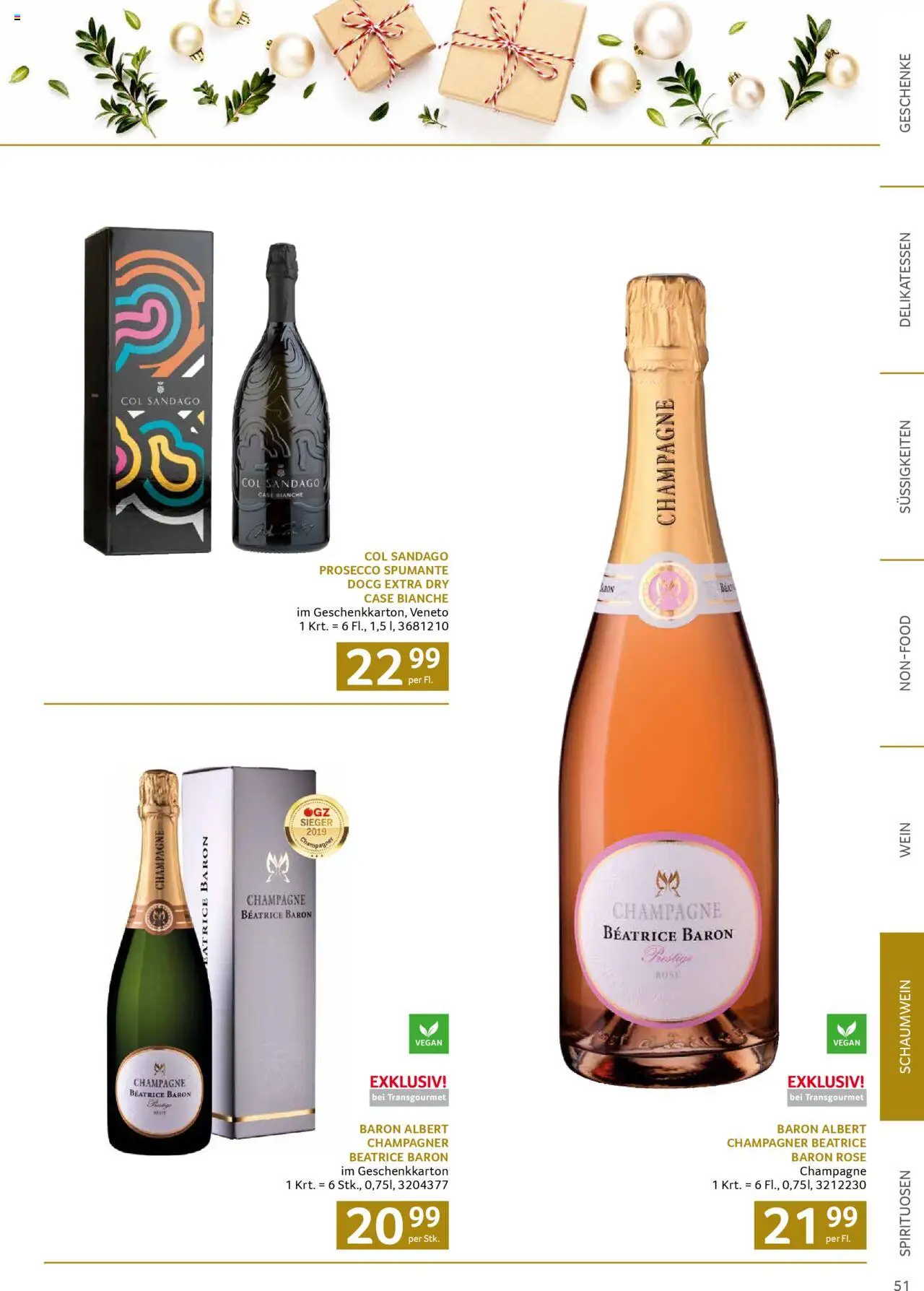 Transgourmet Weihnachtskatalog 2025 gültig ab 13.10.2025 | Seite: 51 | Produkte: Süßigkeiten, Wein