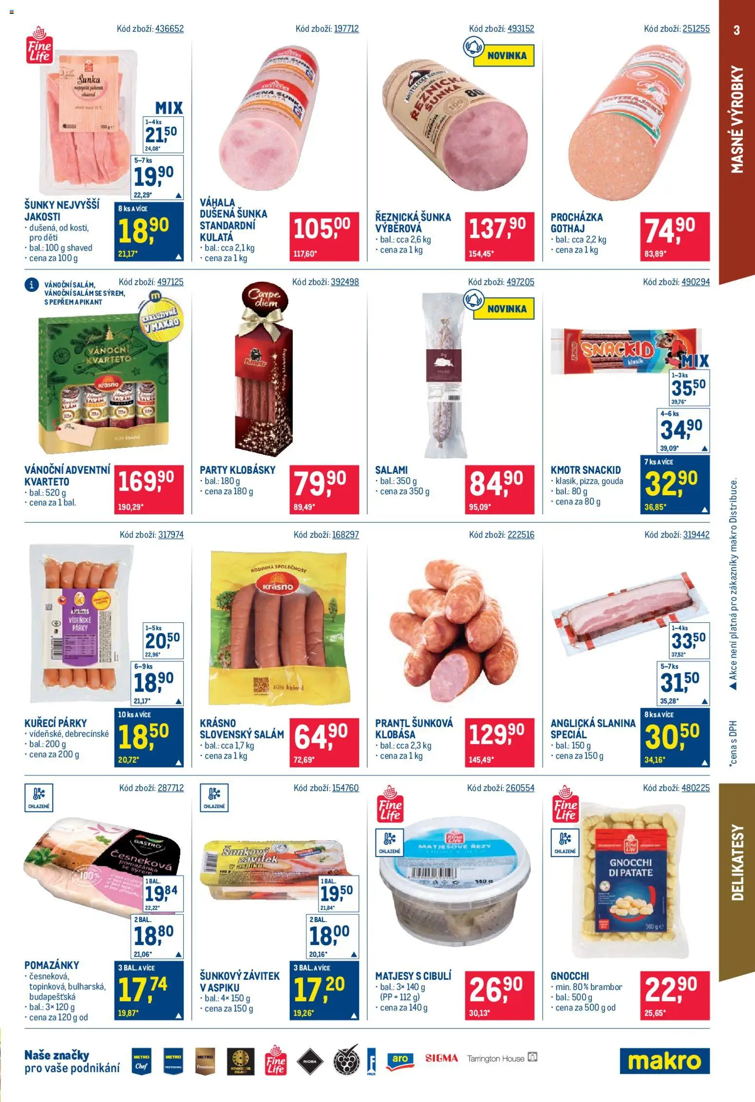 Makro leták - Maloobchod od 03.12.2025 | Strana: 3 | Produkty: Gouda, Pomazánky, Klobása, Slanina