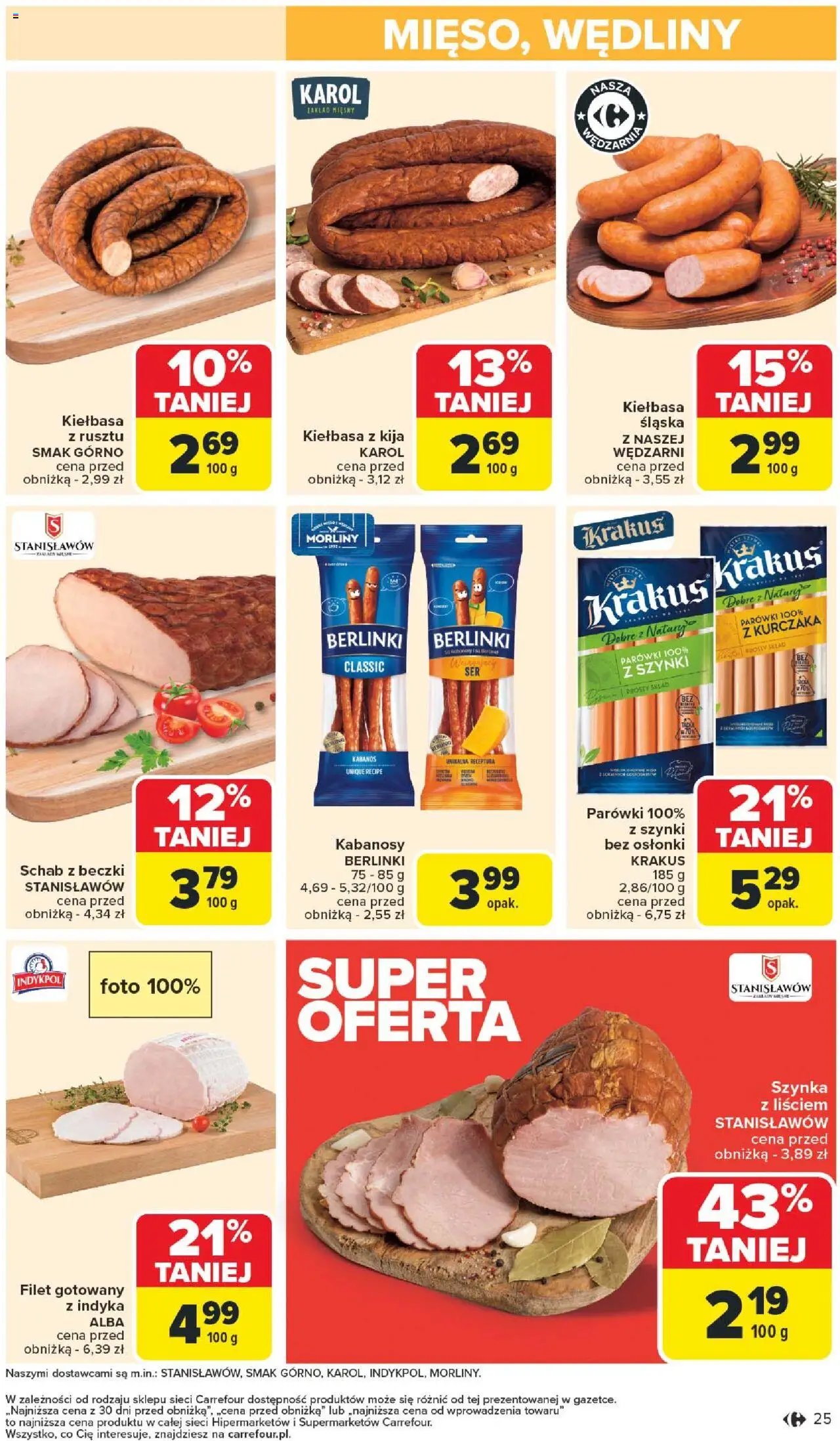 Carrefour Gazetka od 11.08.2025 | Strona: 29 | Produkty: Kabanosy, Parówki, Szynka, Wędliny