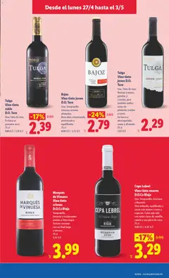 Vista previa Tulga Vino tinto roble D.O. Toro, Uva: Tinta de toro. En boca se presenta seco. 75 cl válido desde el 27.04.2026 | Página: 23 | Productos: Vino