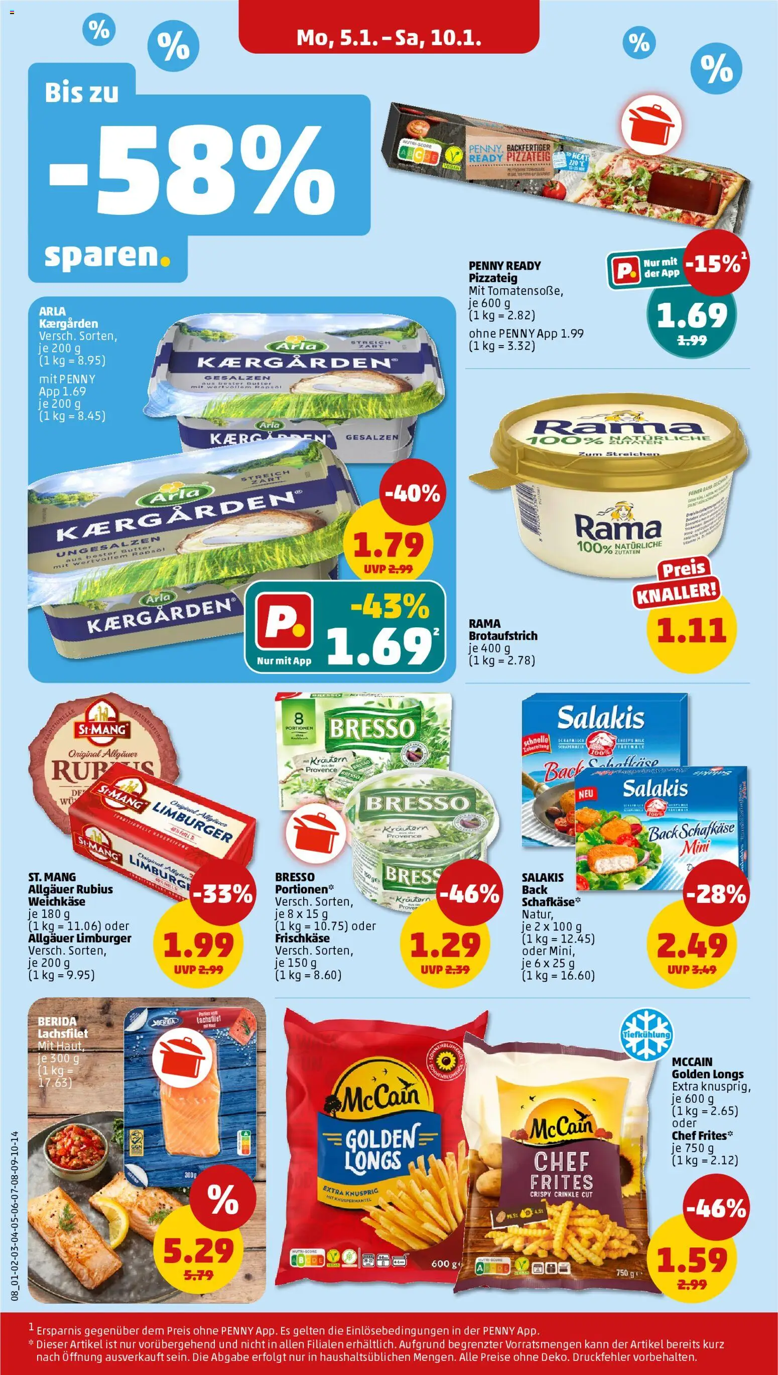 Penny Prospekt 	 – gültig ab 05.01.2026 | Seite: 8 | Produkte: Butter, McCain, Bresso, Salakis