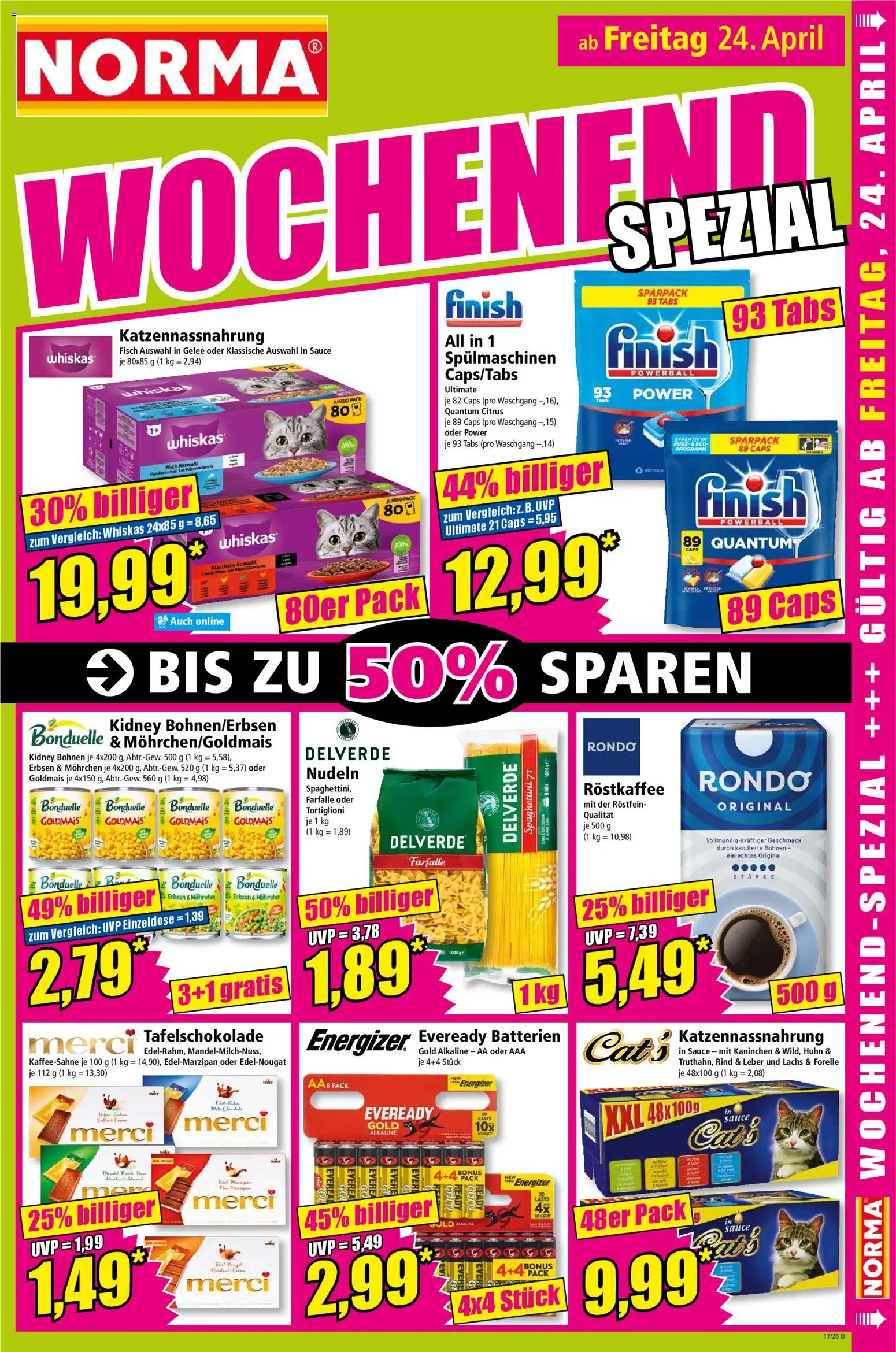 Norma Prospekt – gültig ab 20.04.2026 | Seite: 17 | Produkte: Fisch, Lachs, Nudeln, Whiskas
