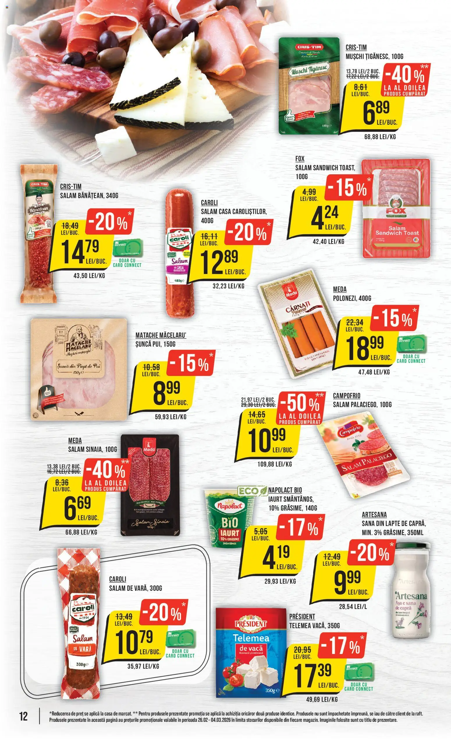Noul catalog Mega Image – valabil de la 26.02.2026 | Pagină: 12 | Produse: Hacıyatmaz Kedi Oyuncağı, Lapte, Șuncă, Cârnați