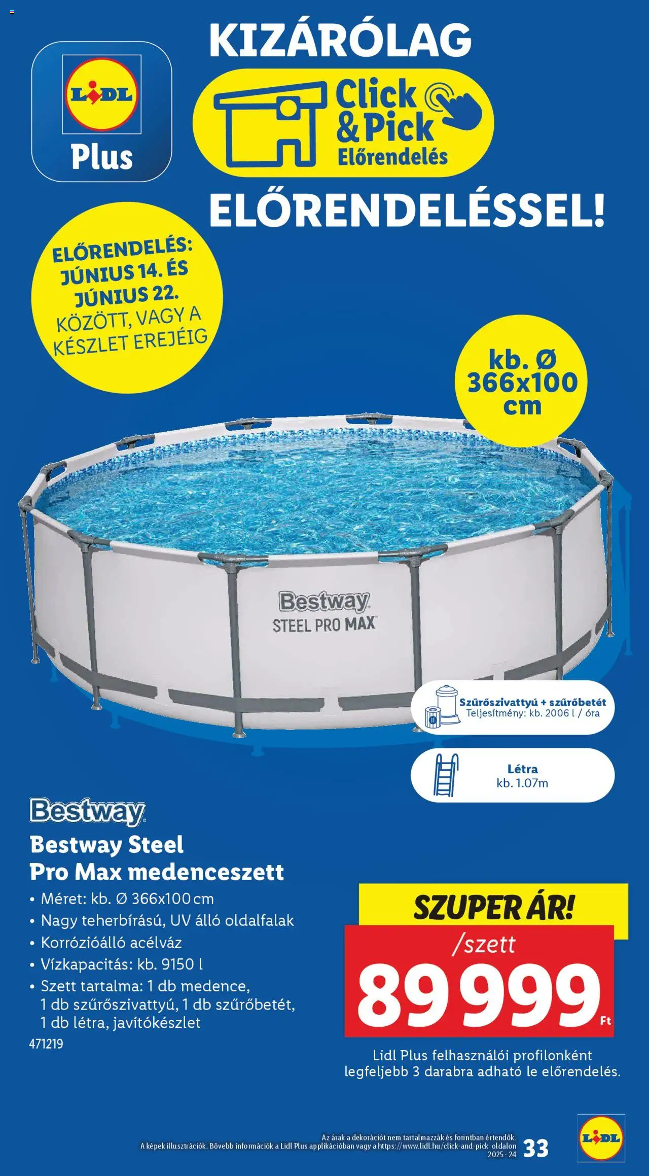 Lidl akciós ujság - amely érvényes a következő dátumtól: 12.06.2025 | Oldal: 33 | Termékek: Pick, Létra, Óra