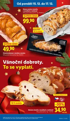 Náhled letáku Deluxe máslová vánočka s mandlemi a rozinkami, 500 g, jemné balené pečivo od 15.12.2025 | Strana: 15